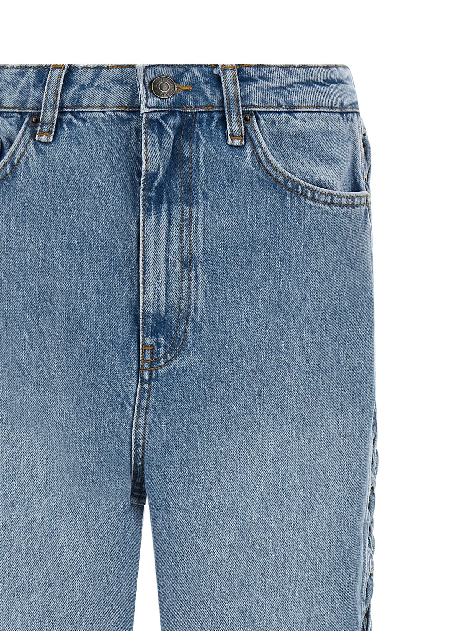 ROTATE BIRGER CHRISTENSEN Blue Cotton Straight-Leg Jeans