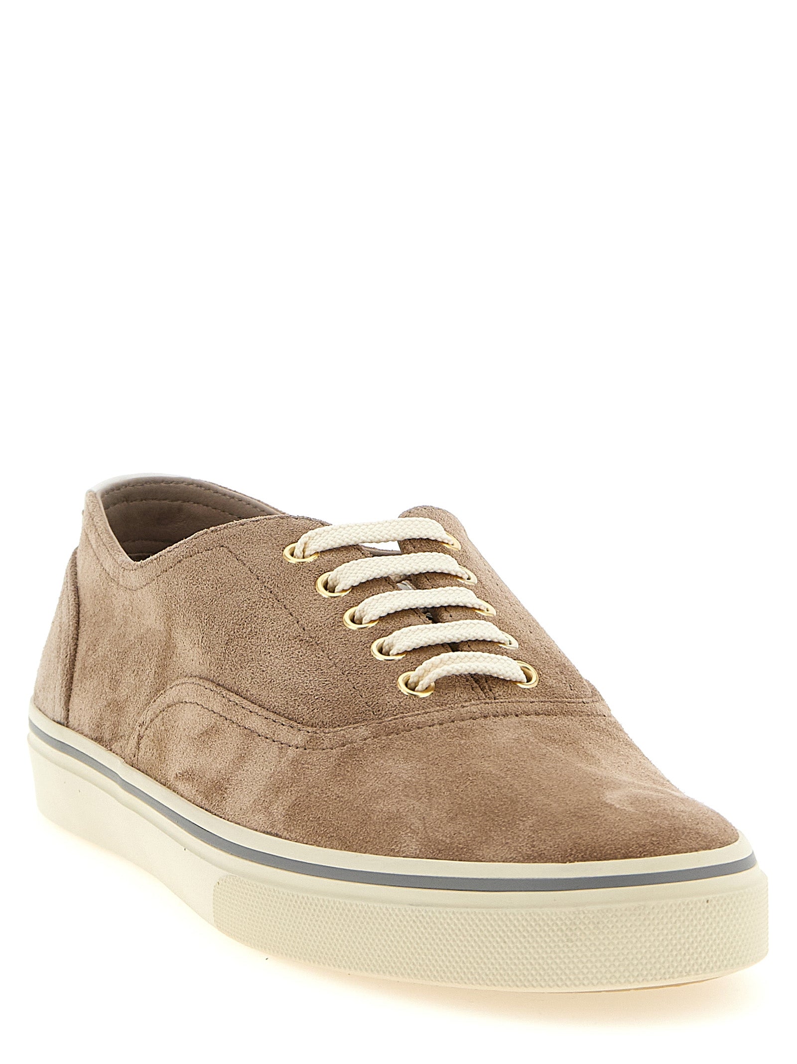Brunello Cucinelli Beige Calfskin Low Top Sneakers