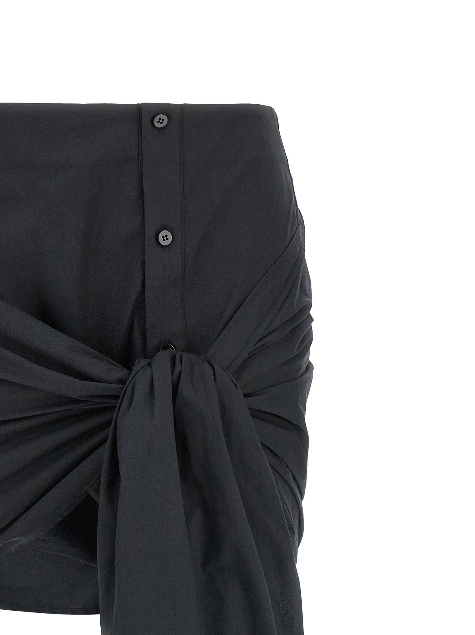The Attico Black Cotton Long Skirt