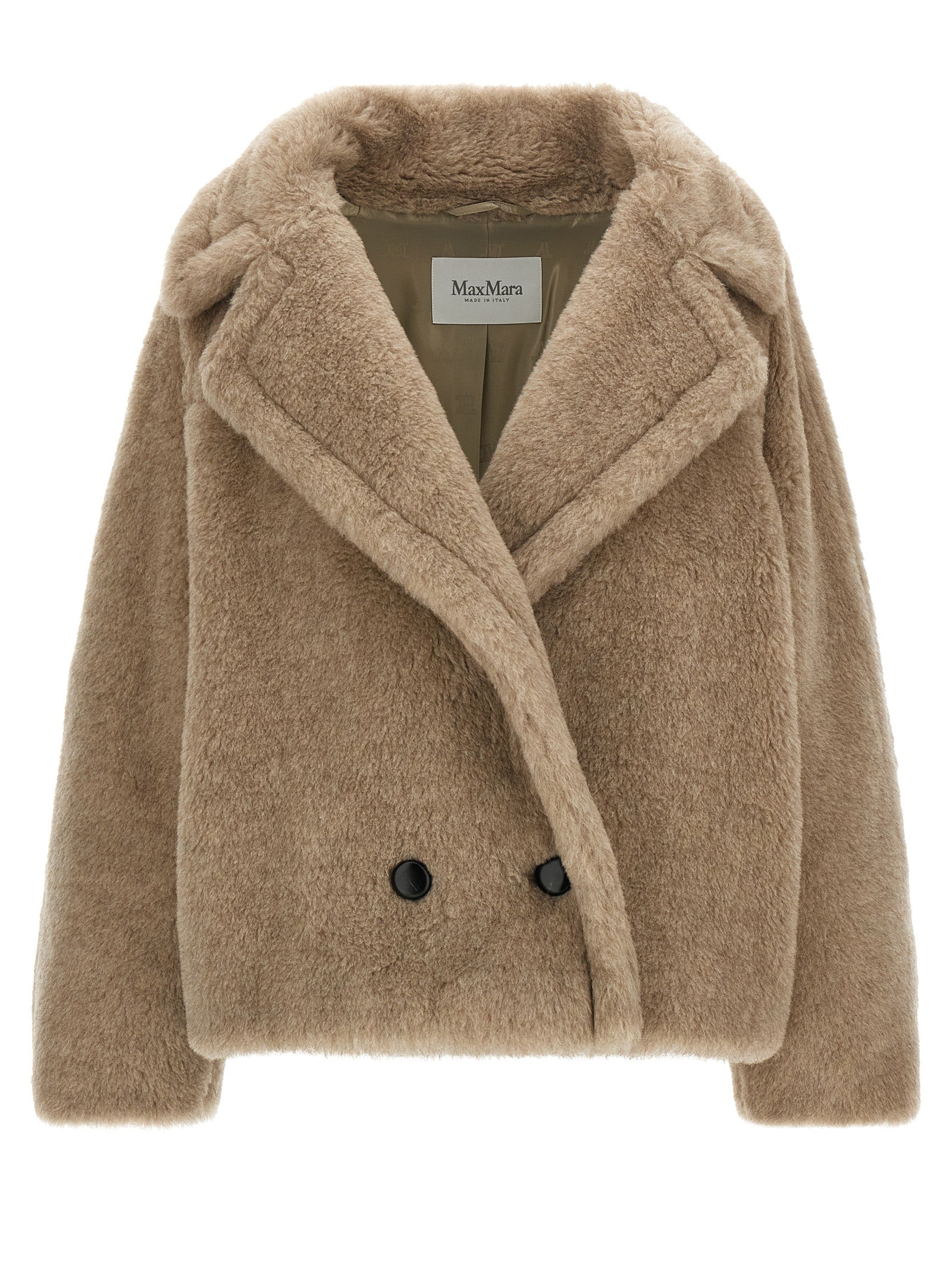 Max Mara Beige Alpaca Leather Coat