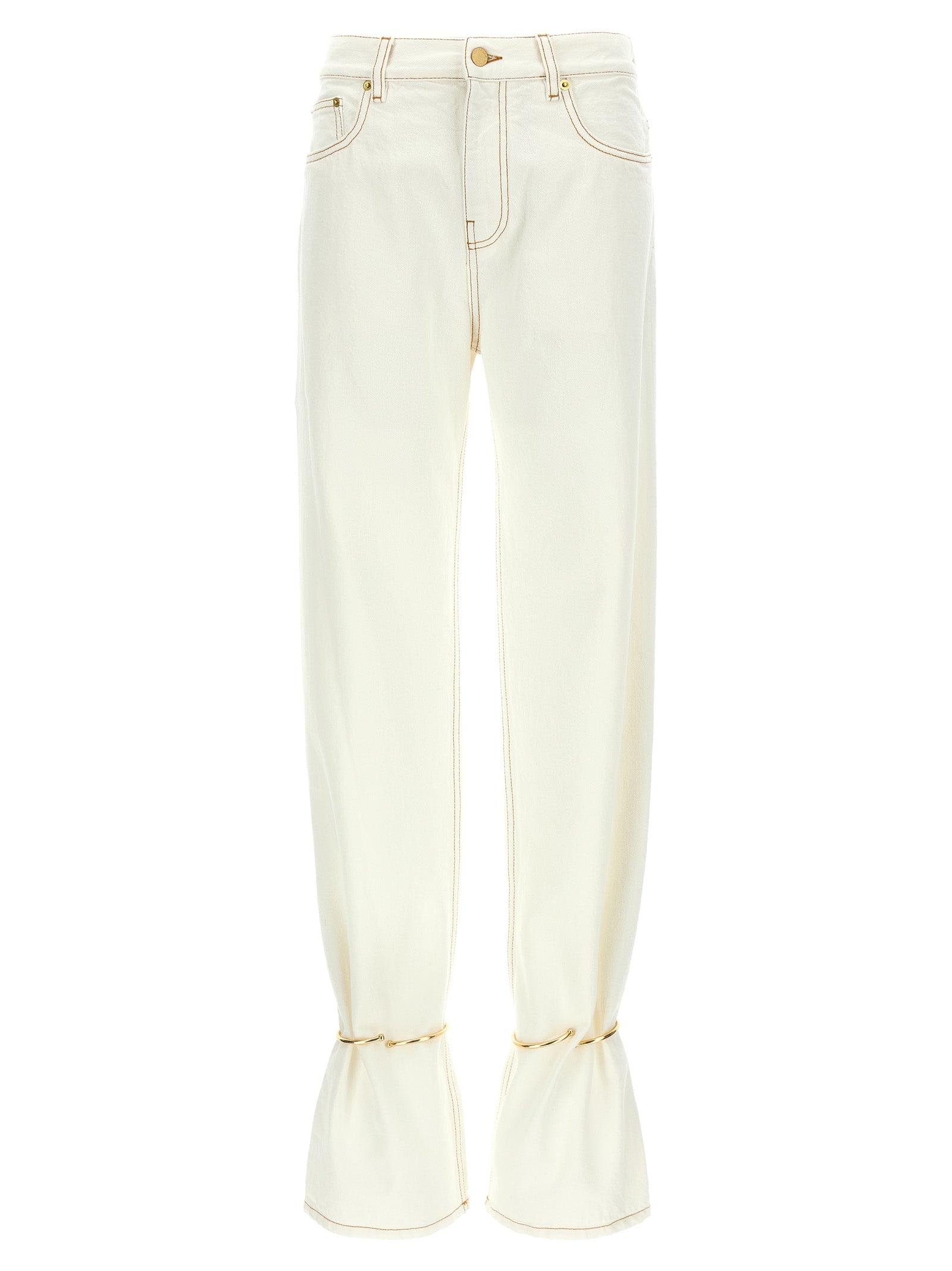 Darkpark White Cotton Straight-Leg Jeans