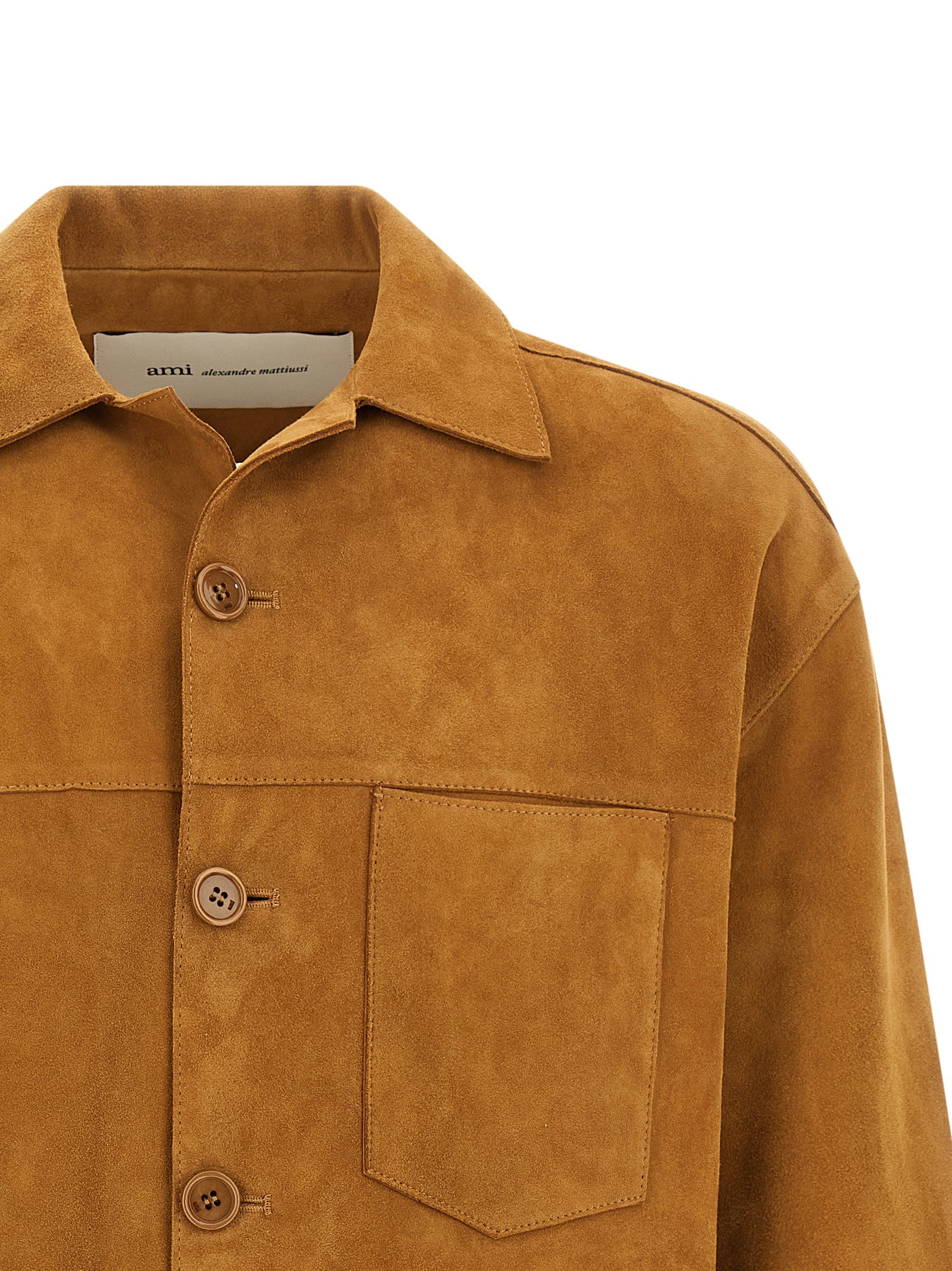 Ami Paris Brown Lamb Leather Leather Jacket