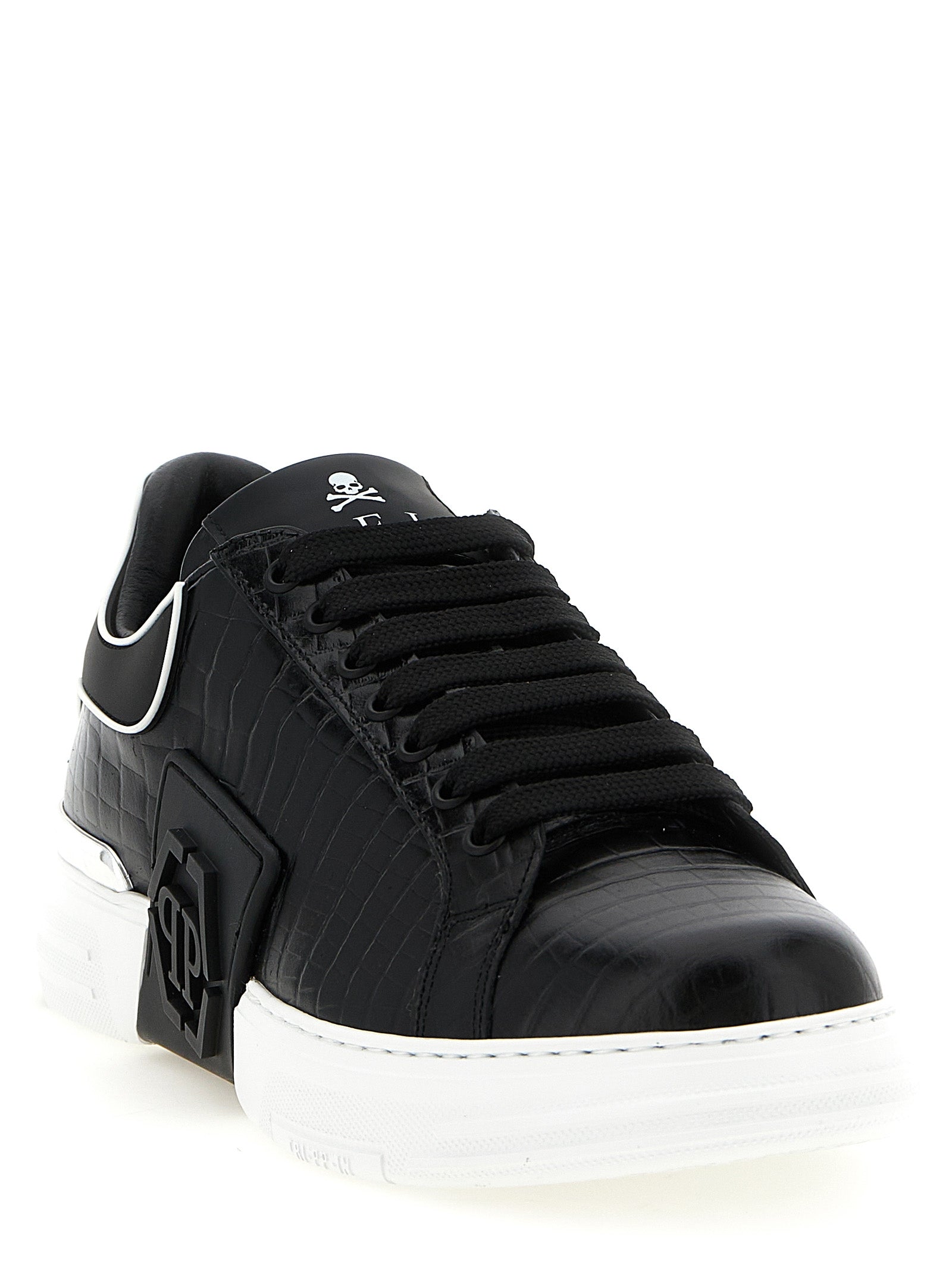 Philipp Plein Black Cowhide Low Top Sneakers