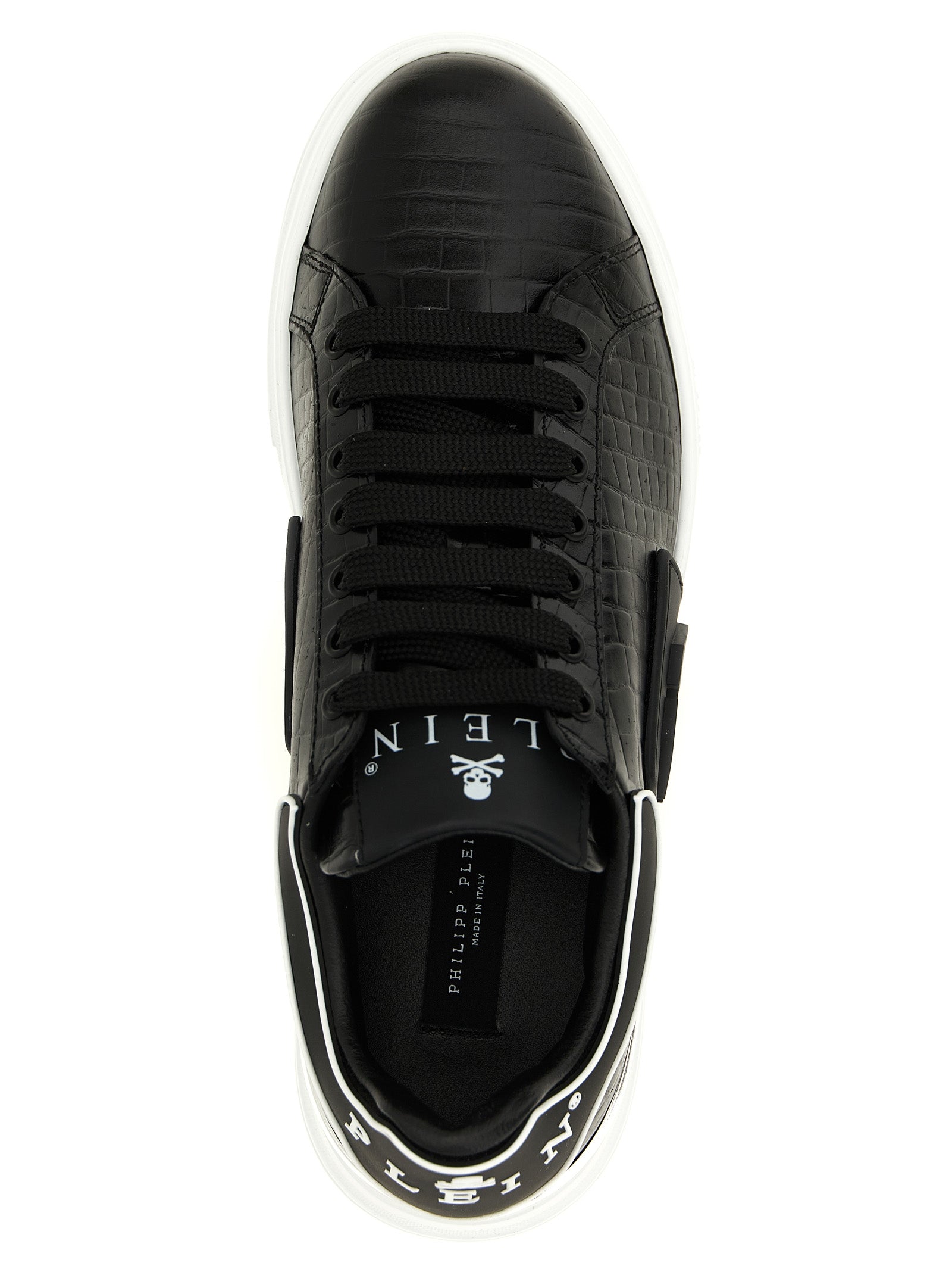 Philipp Plein Black Cowhide Low Top Sneakers