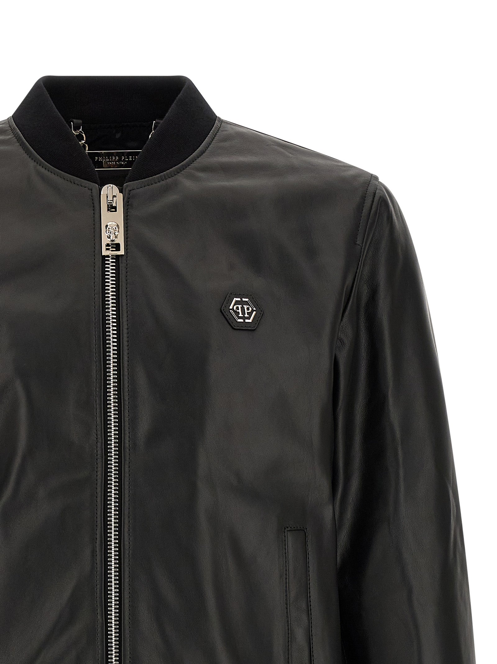 Philipp Plein Black Lambskin Leather Jacket
