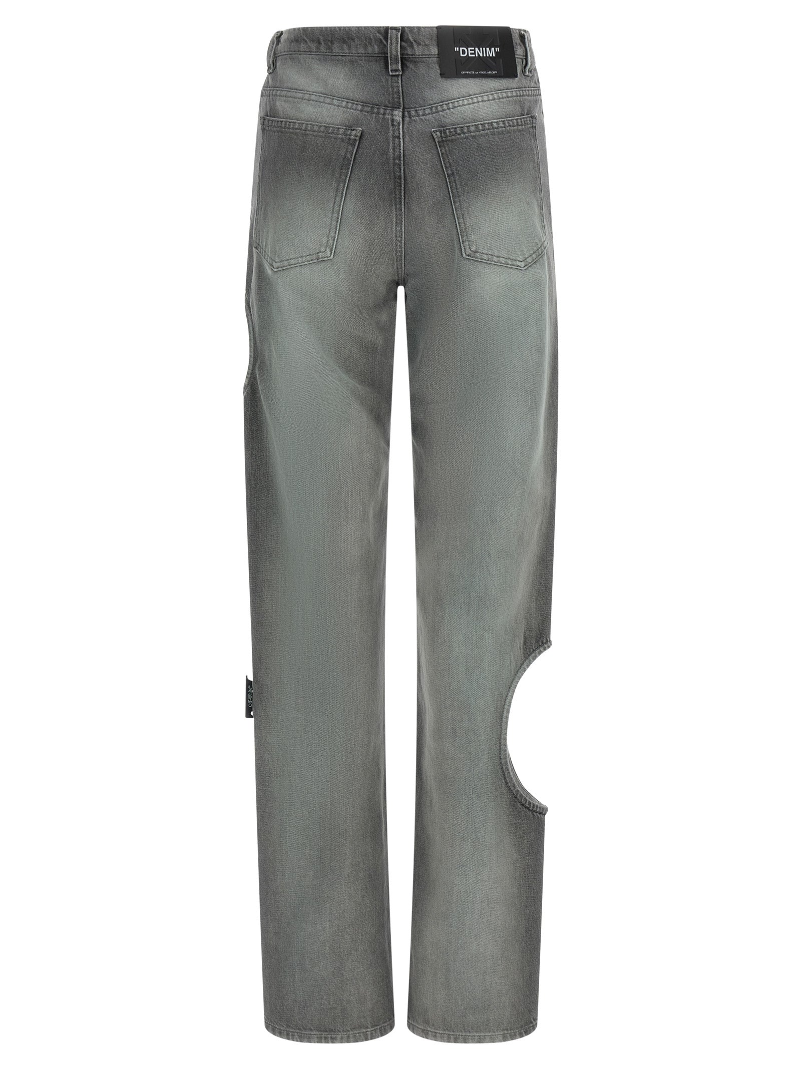 Off-White Gray Cotton Straight-Leg Jeans