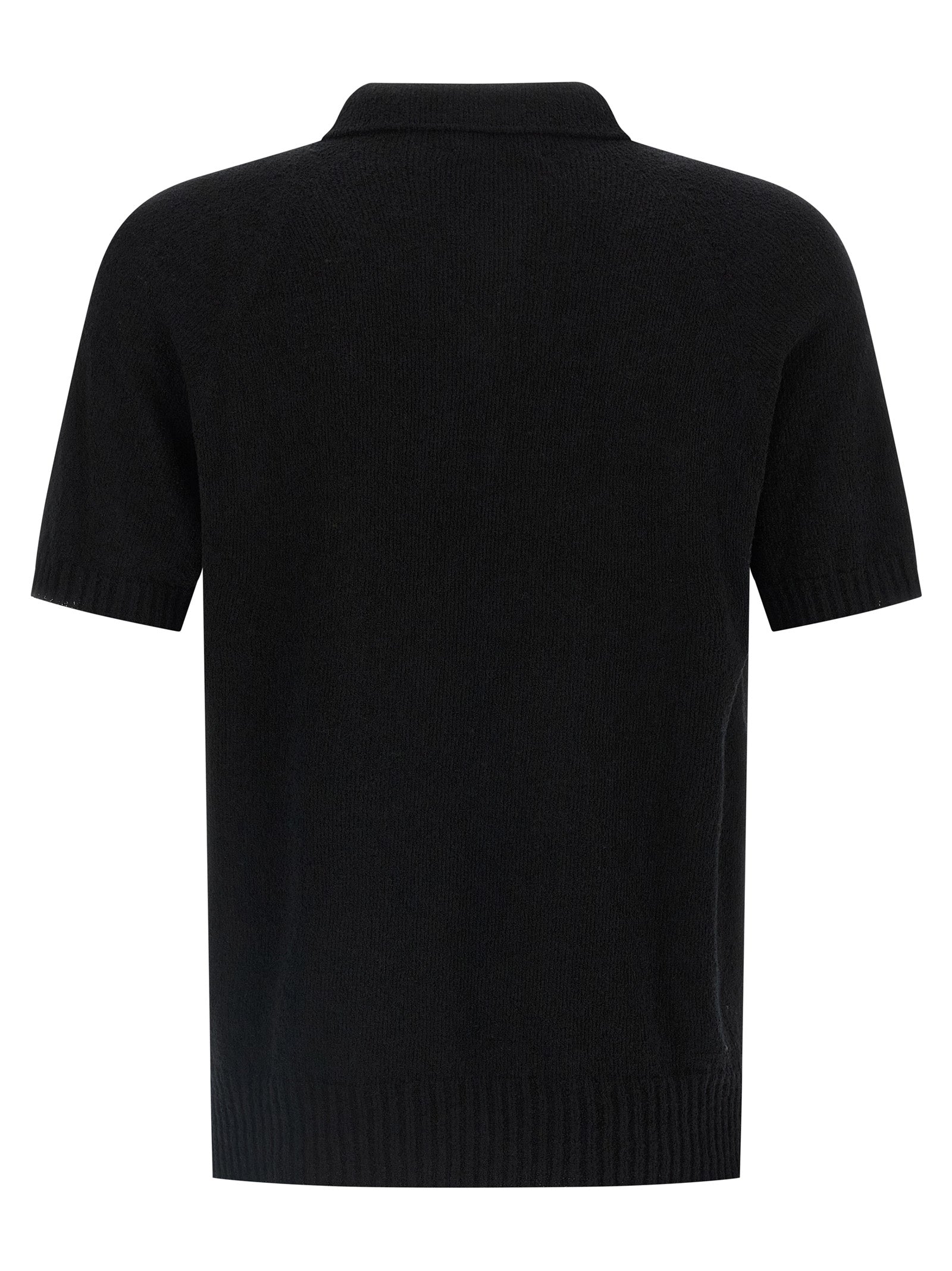MA'RY'YA Black Cotton Polo Shirt