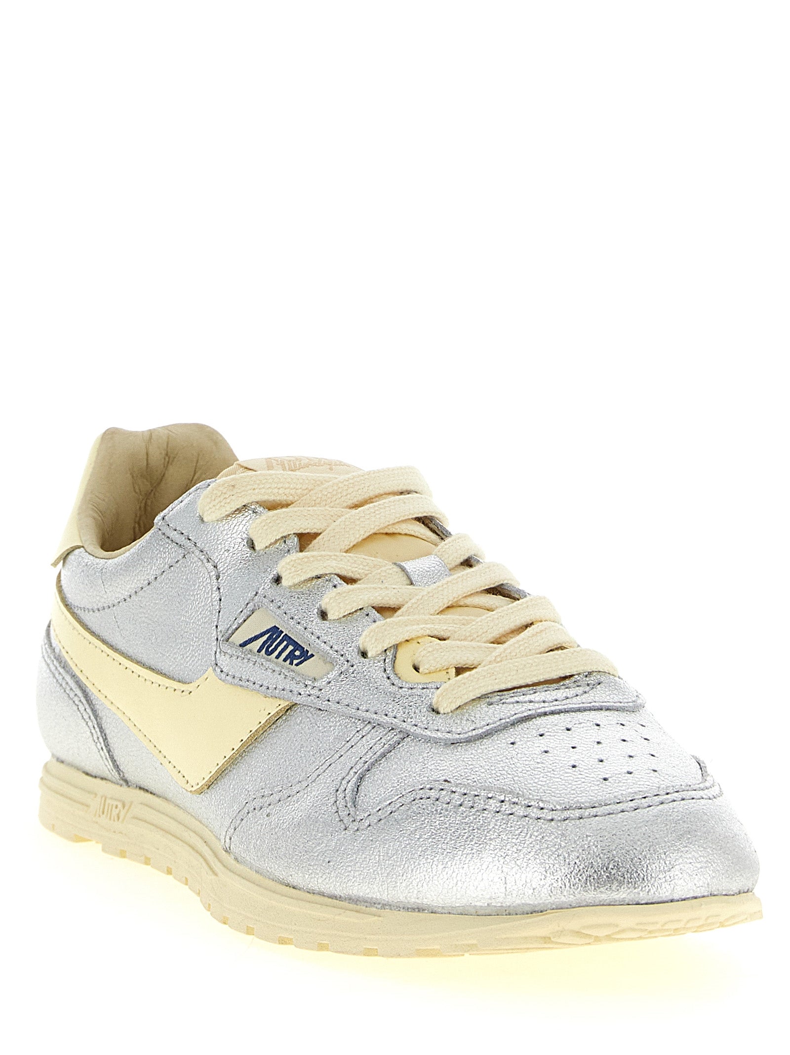Autry Silver Cowhide Low Top Sneakers