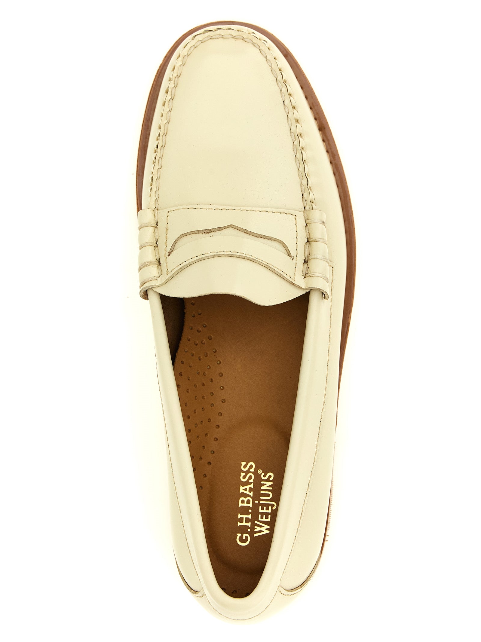G.H. BASS Beige Cowhide Slip-On Loafers
