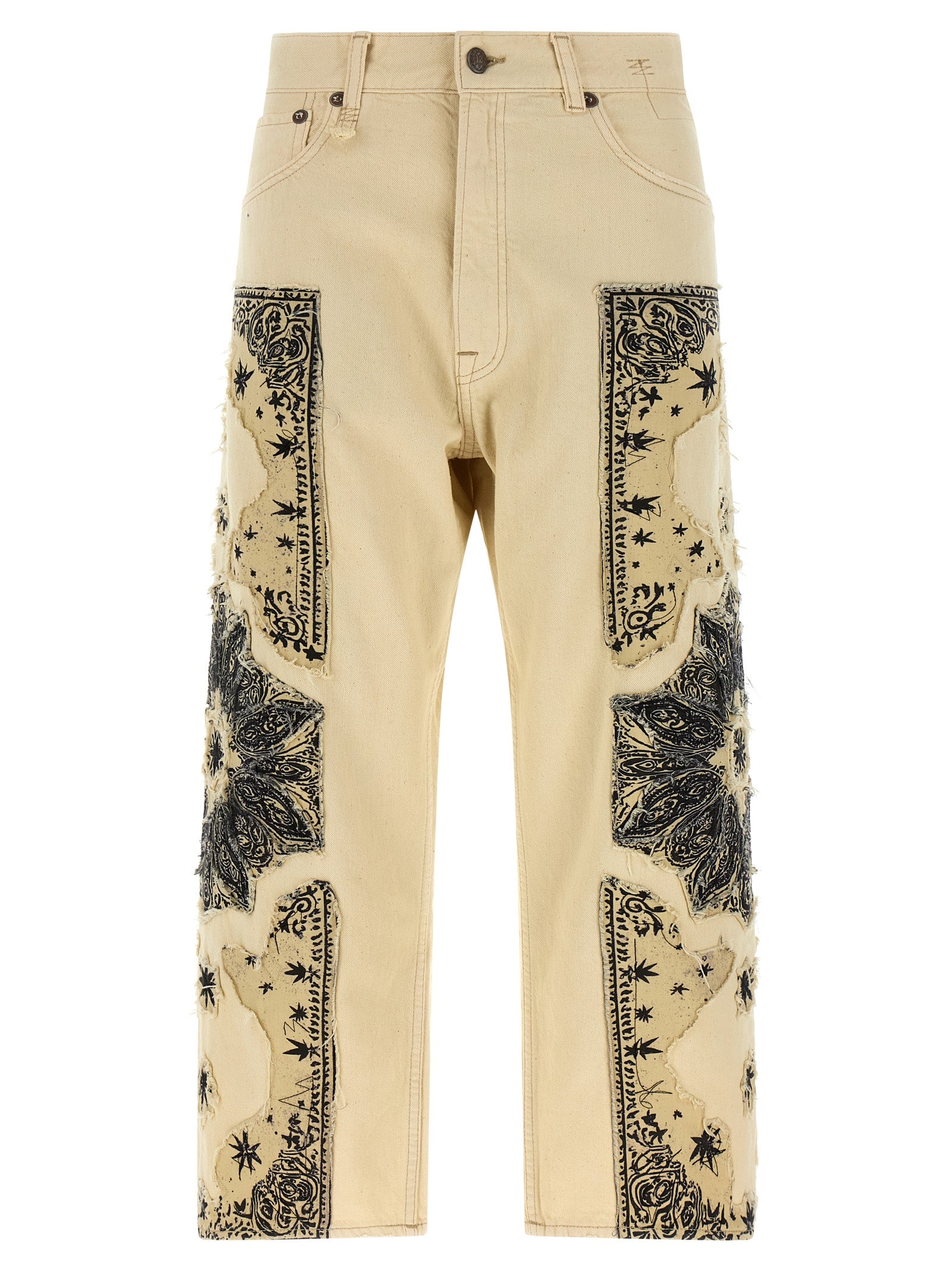 R13 Beige Cotton Straight-Leg Jeans