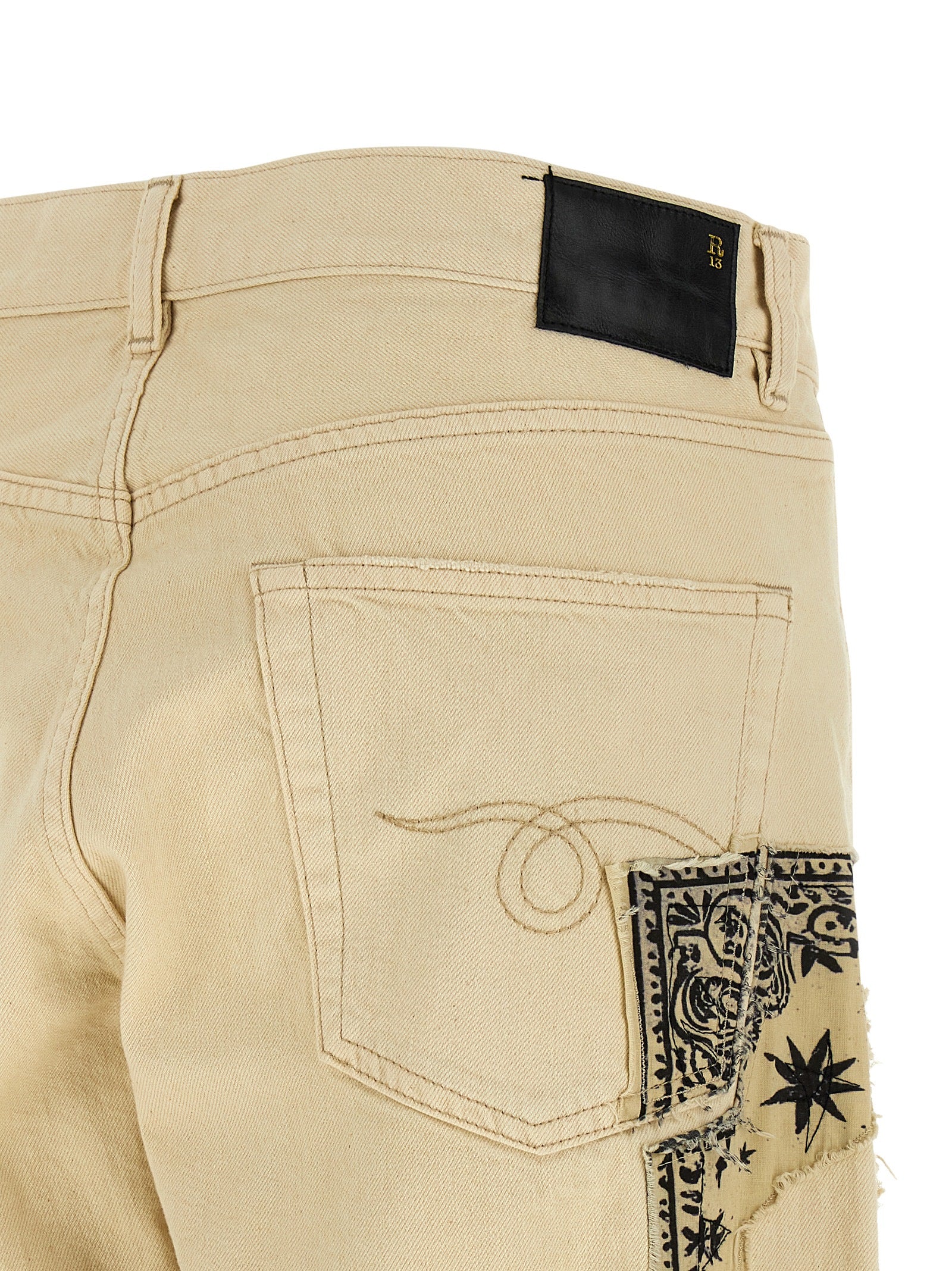 R13 Beige Cotton Straight-Leg Jeans