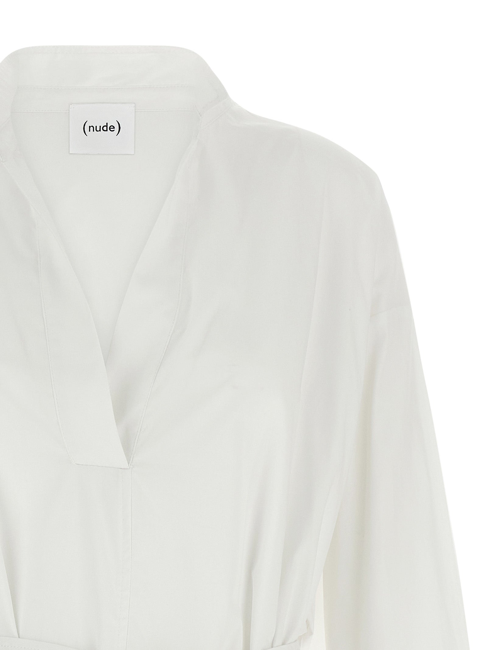 NUDE White Cotton Midi Dress