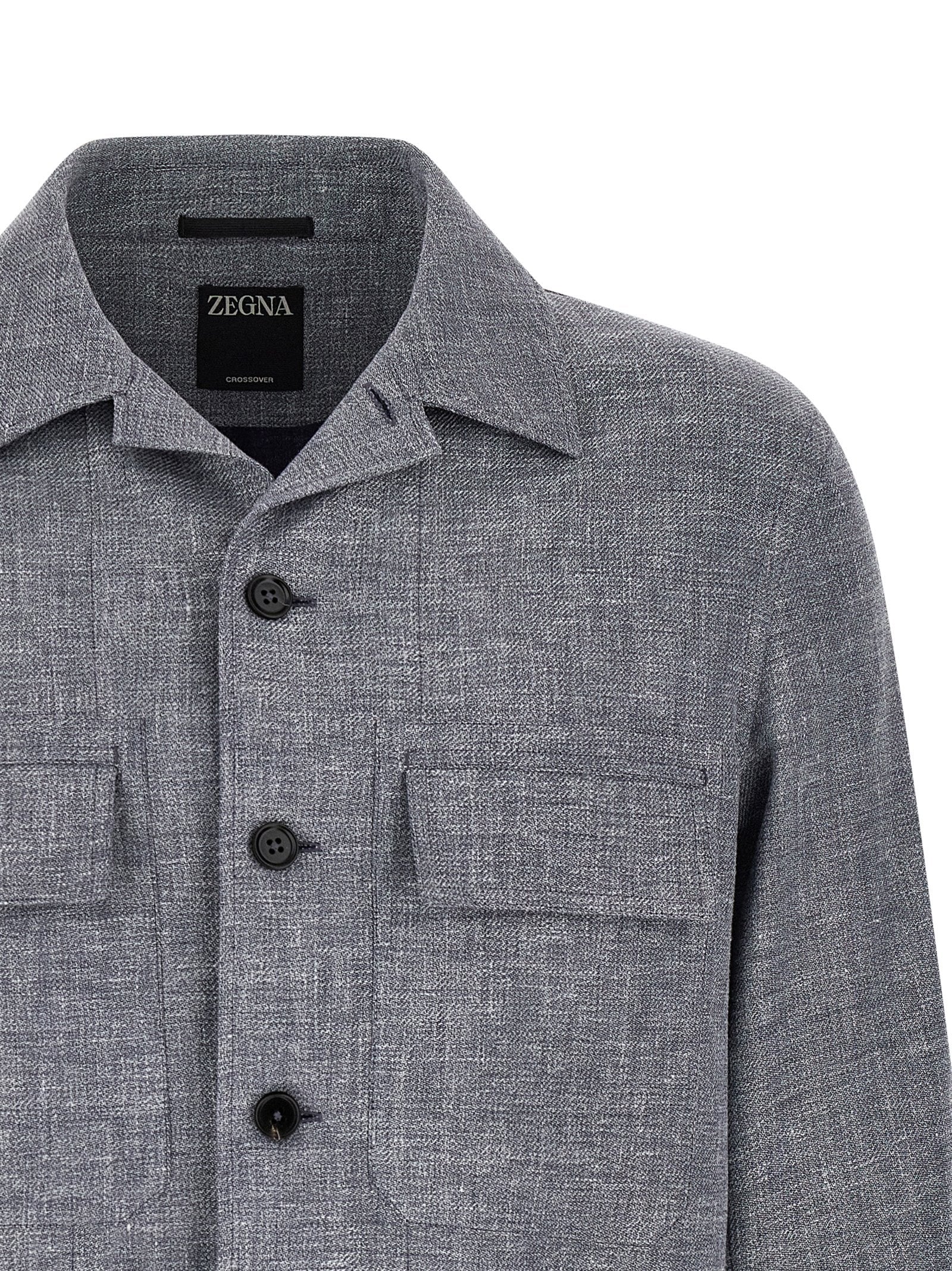 ZEGNA Blue Linen Blouse