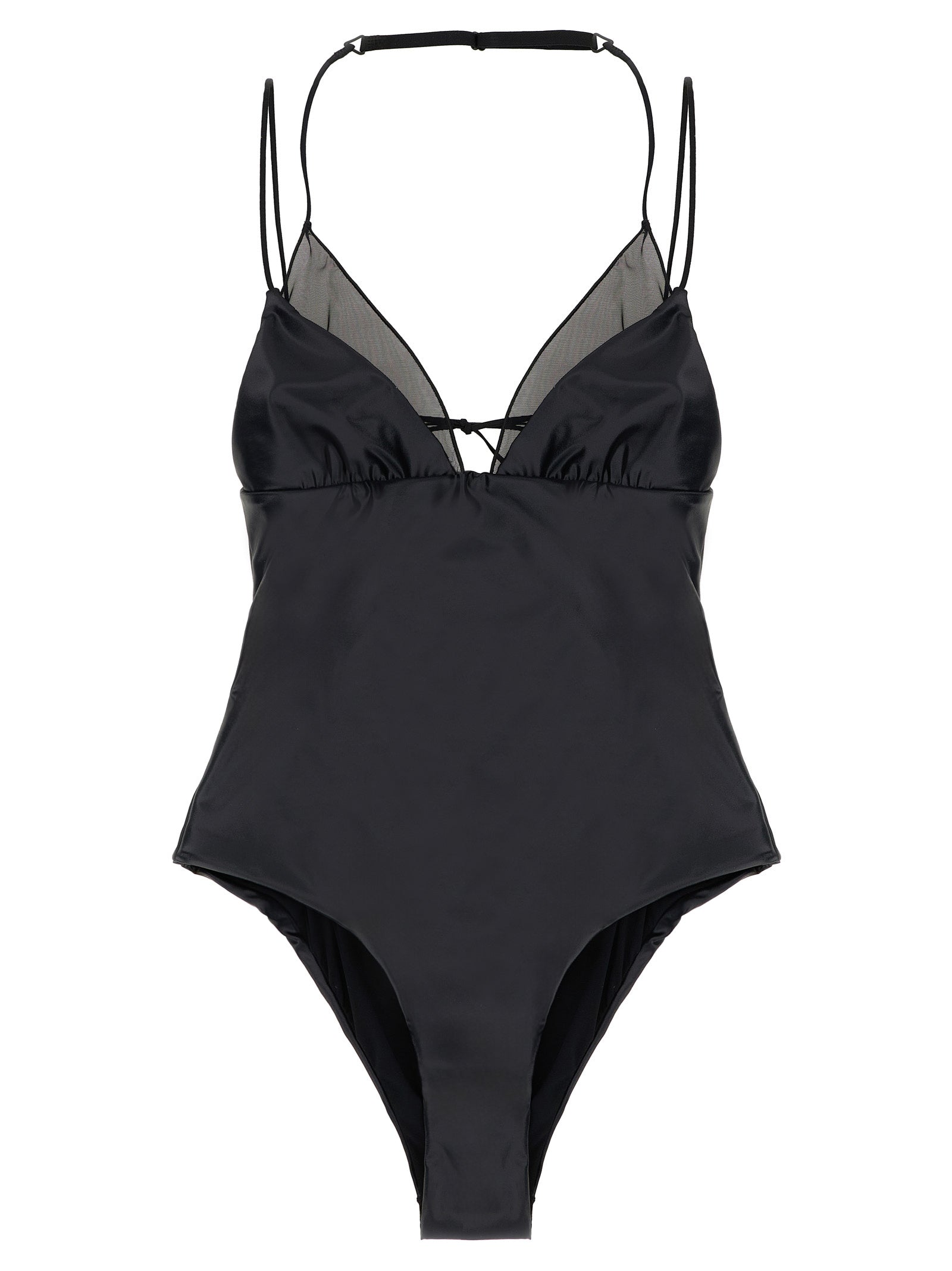 ALLIS Black Polyester One-Piece Swimsuit