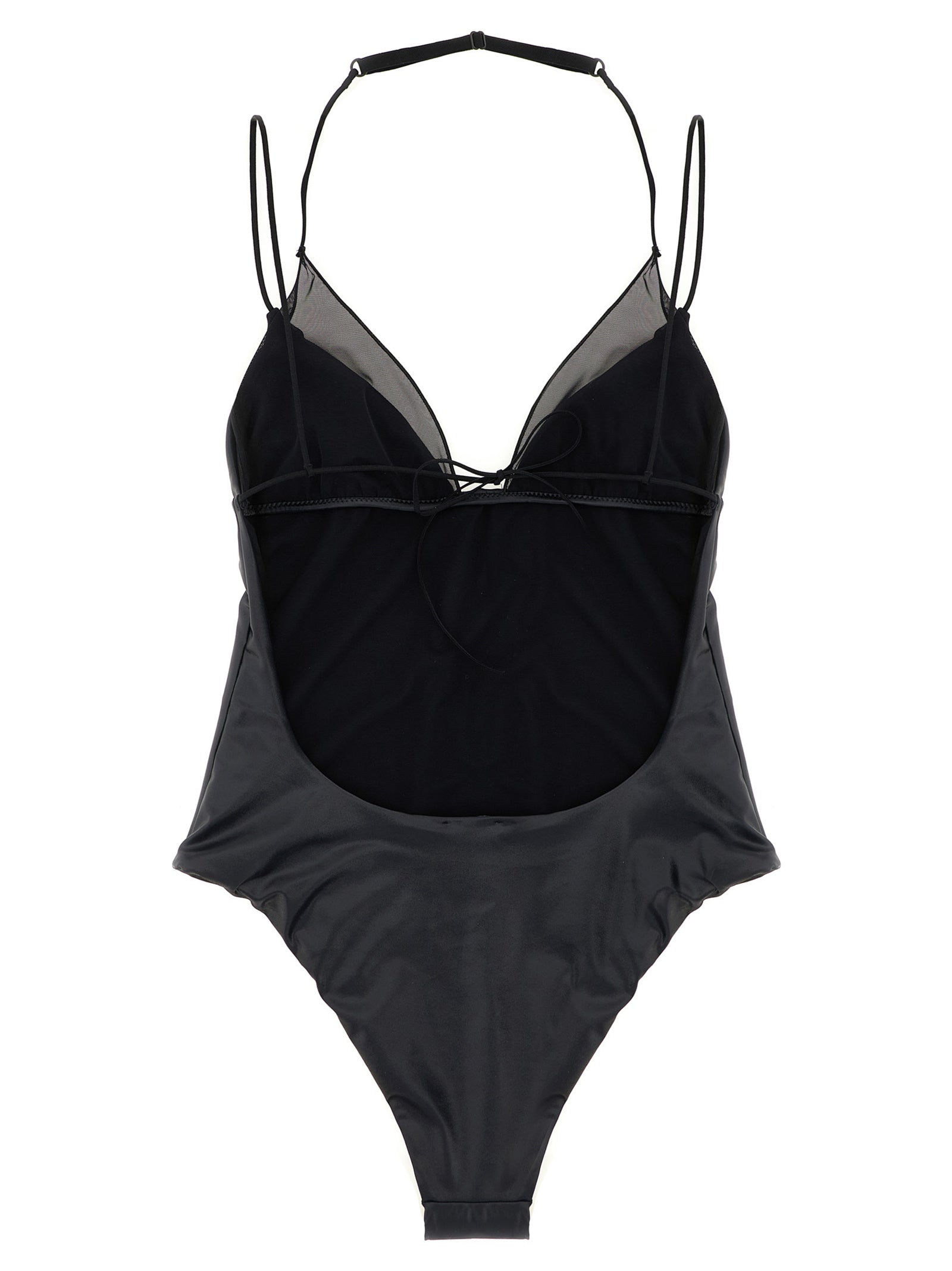 ALLIS Black Polyester One-Piece Swimsuit