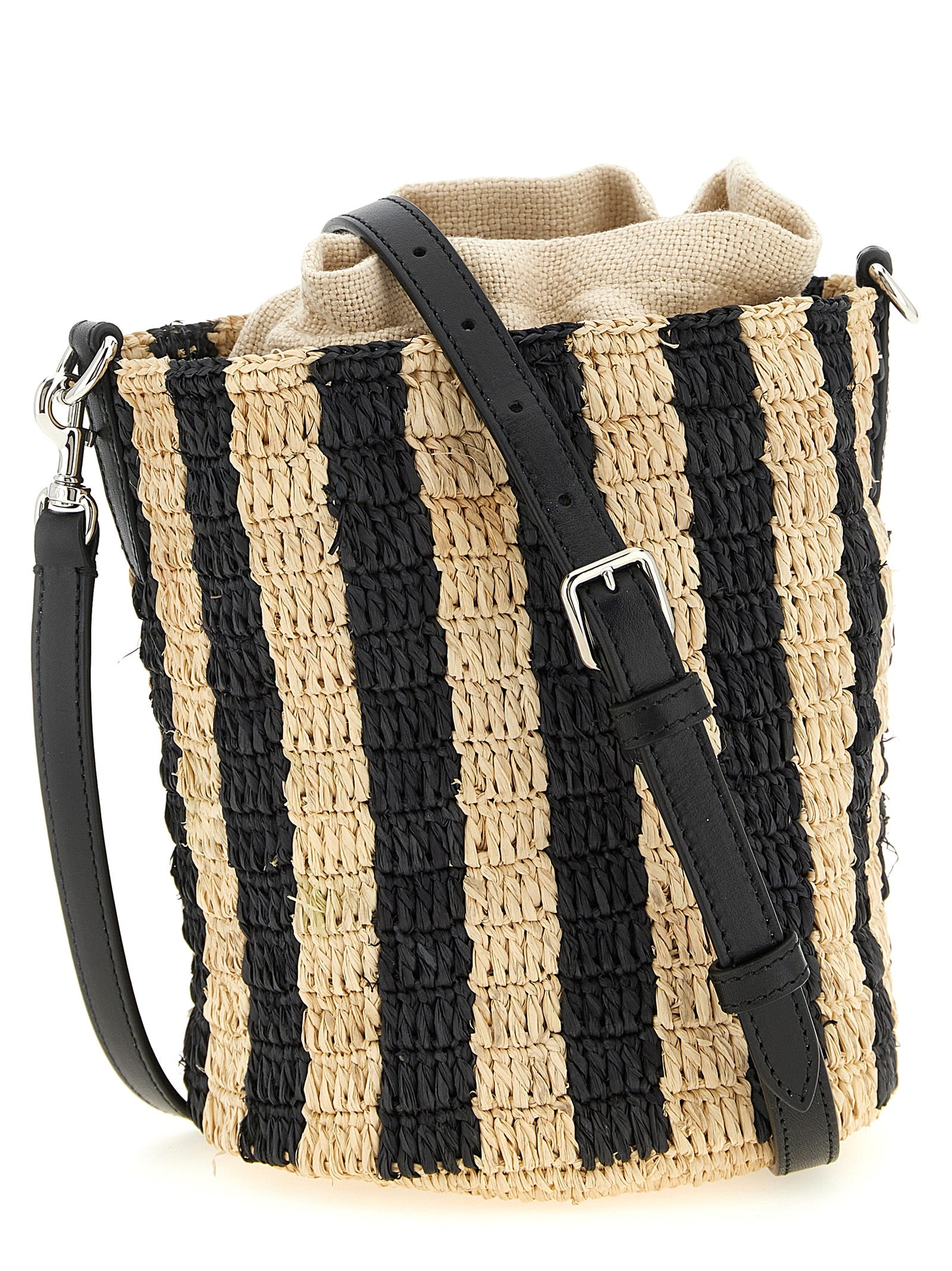 Valentino Garavani Black Straw Shoulder Bag
