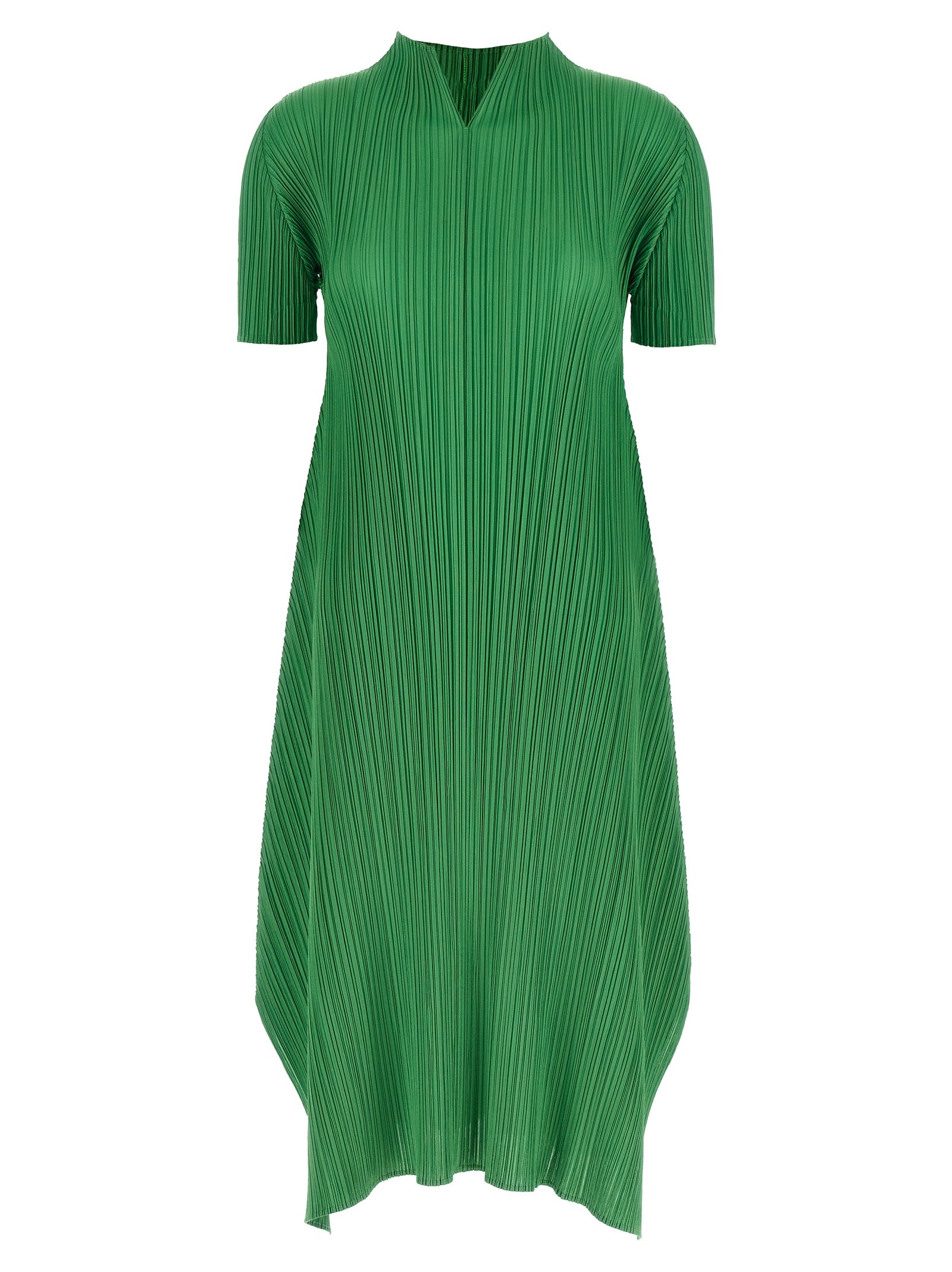 PLEATS PLEASE ISSEY MIYAKE Bicolor Polyester Midi Dress