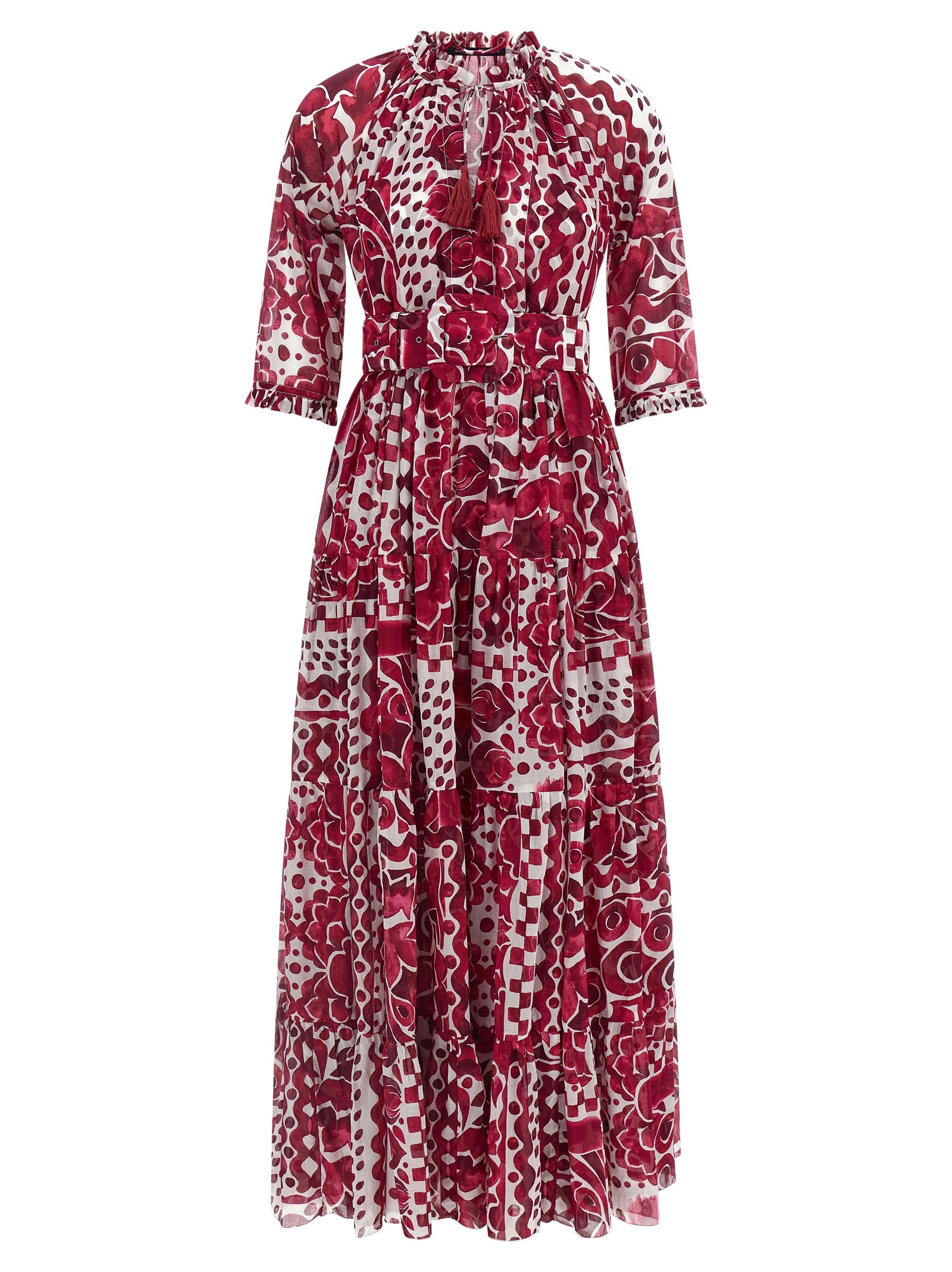 SAMANTHA SUNG Fuchsia Cotton Long Dress