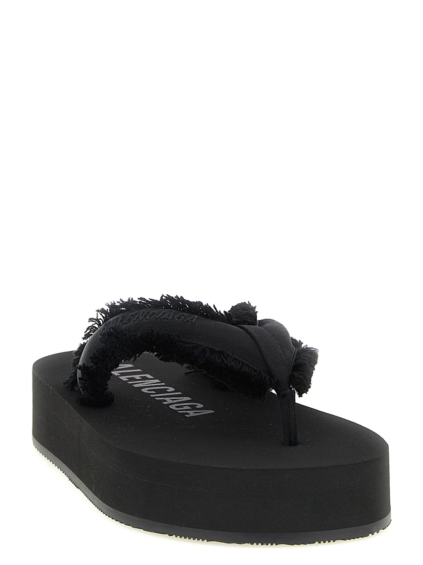 Balenciaga Black Viscose Slides