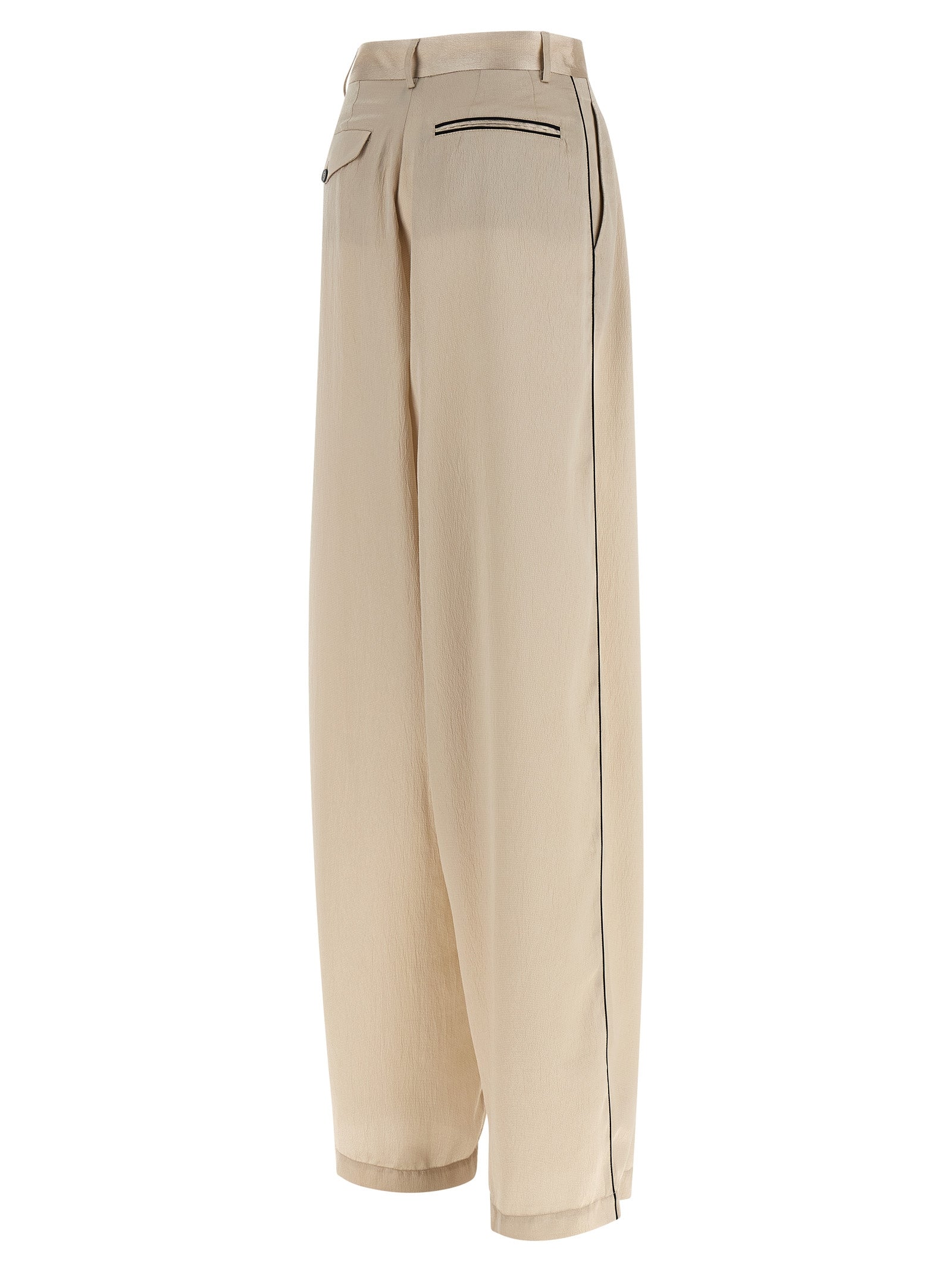 MAISON JEJIA Beige Polyester Casual Pants