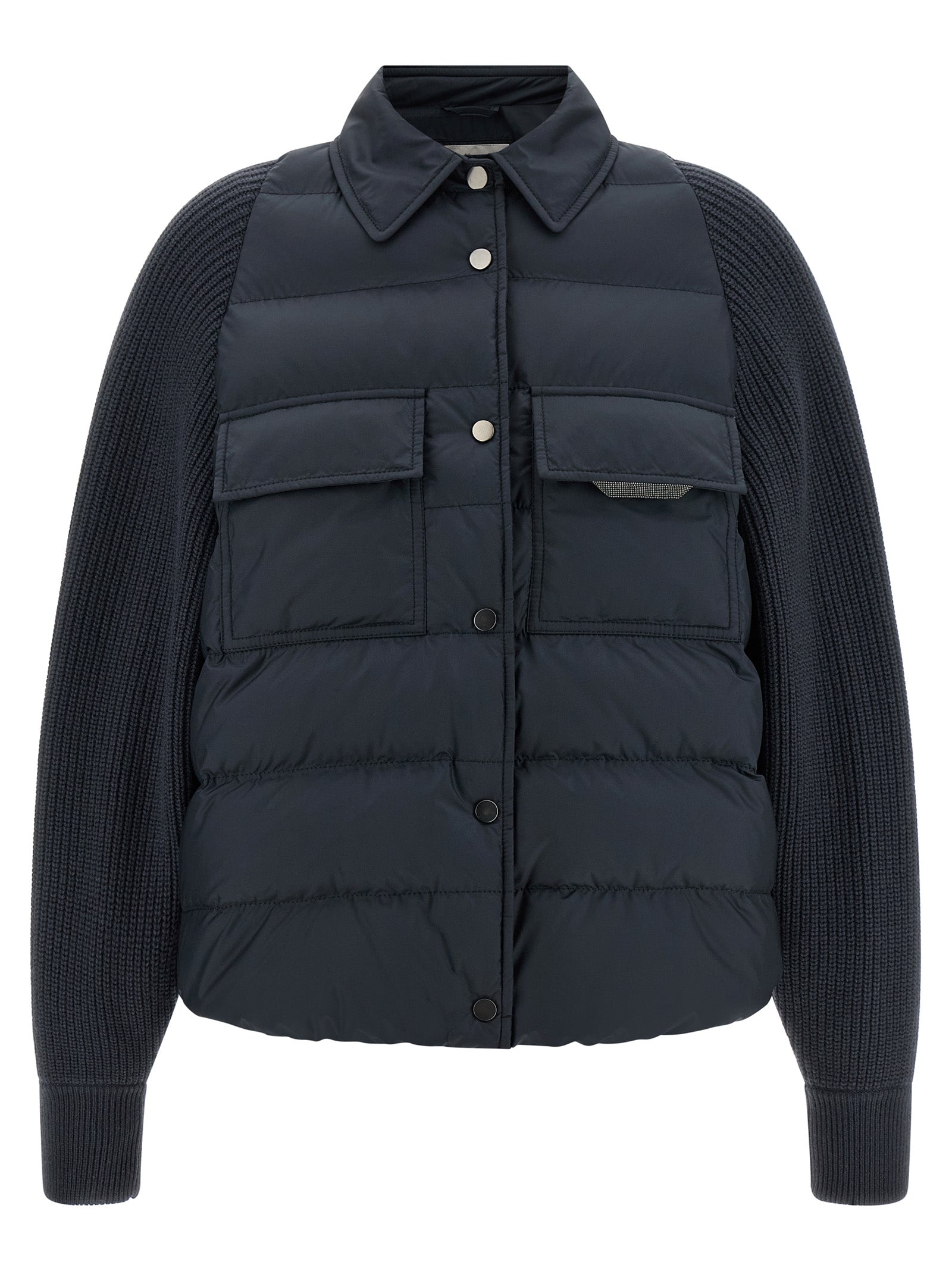 Brunello Cucinelli Blue Polyester Full-Length Jacket