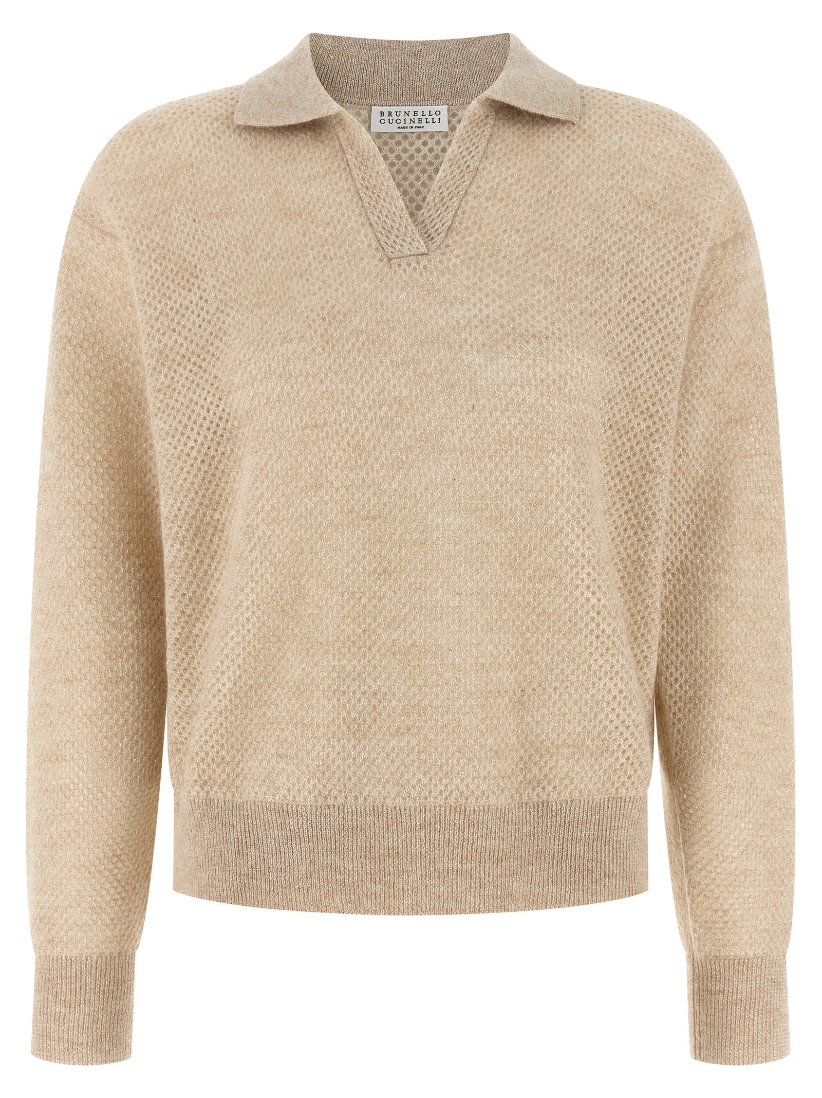 Brunello Cucinelli Gold Wool Polo Shirt