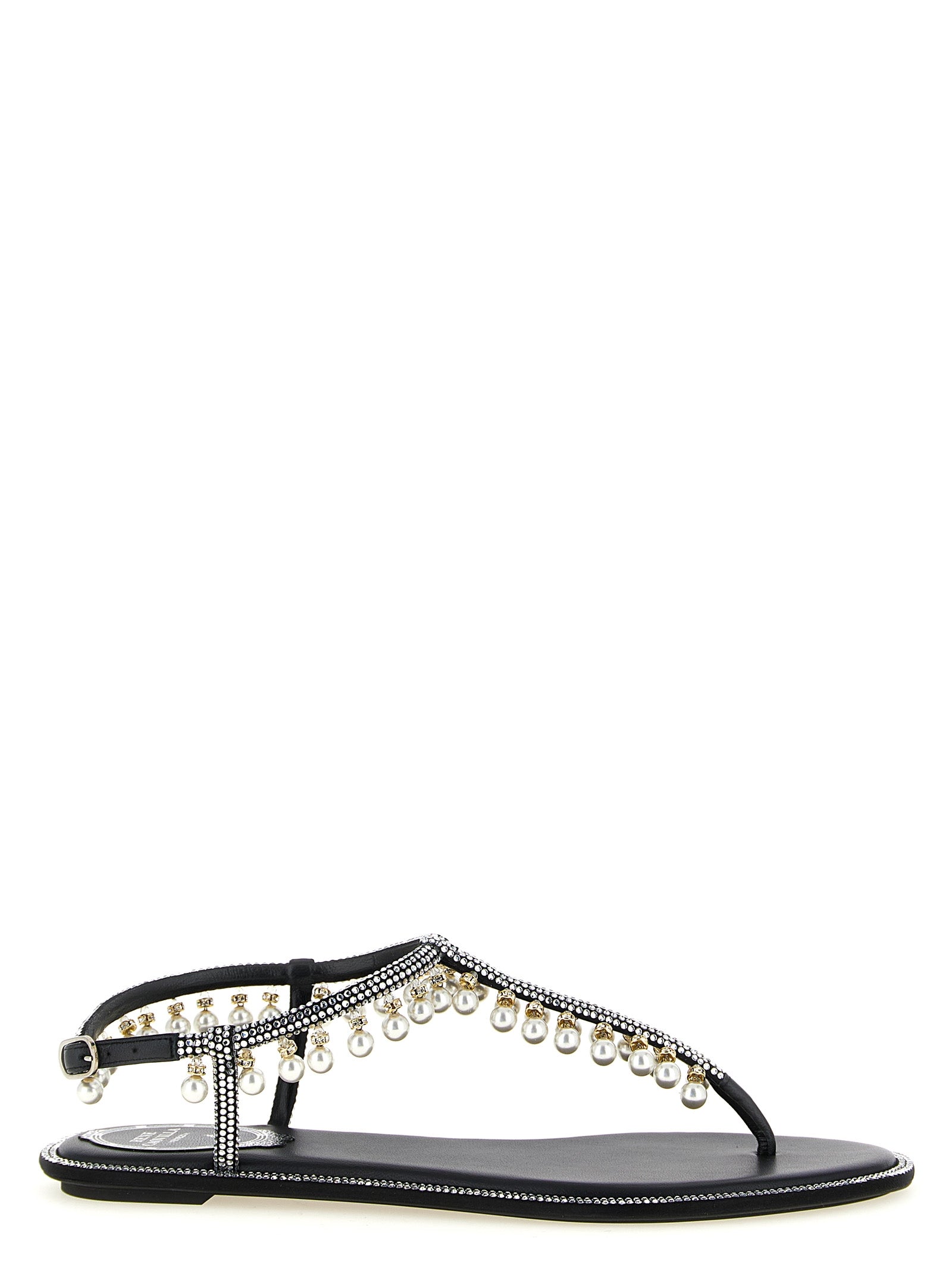 RENE CAOVILLA Bicolor Viscose Flat Sandals