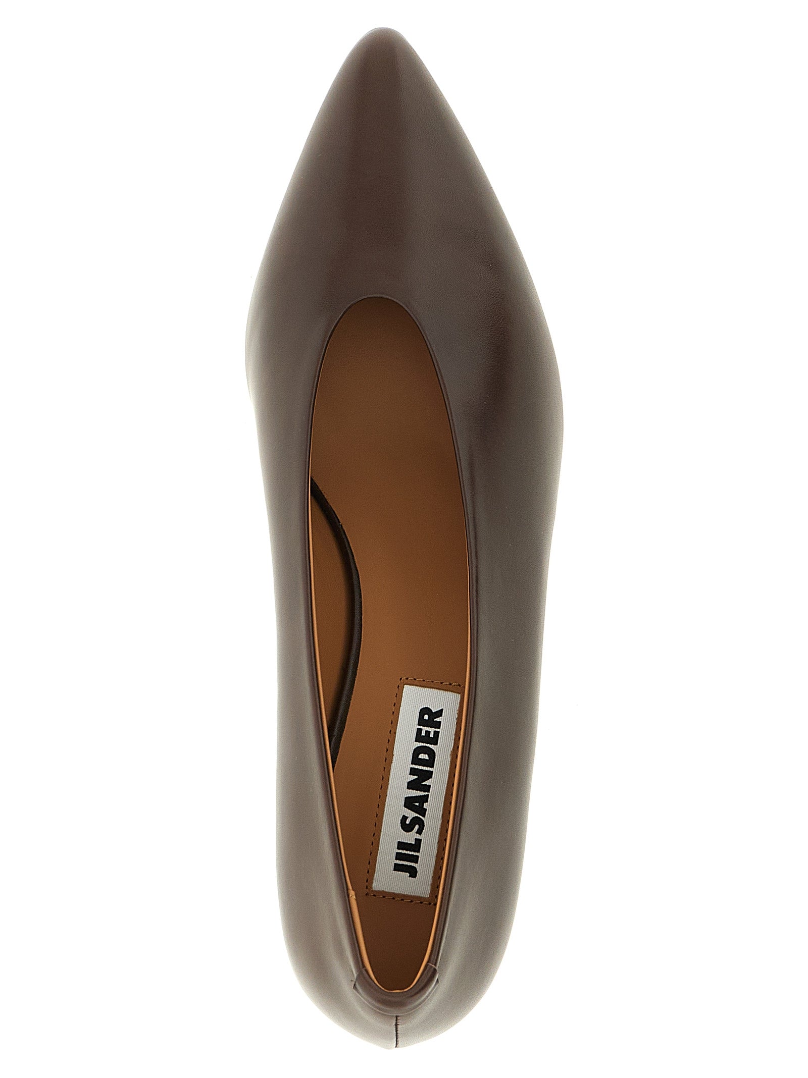 Jil Sander Brown Calfskin Mid Heel Pumps