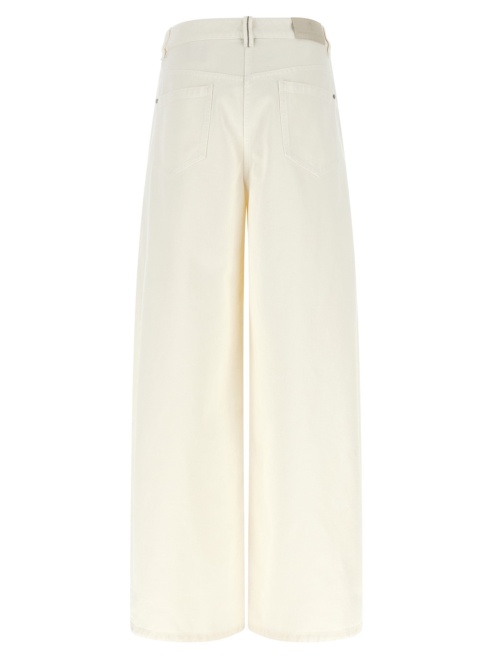 Brunello Cucinelli White Cotton Relaxed Fit Jeans