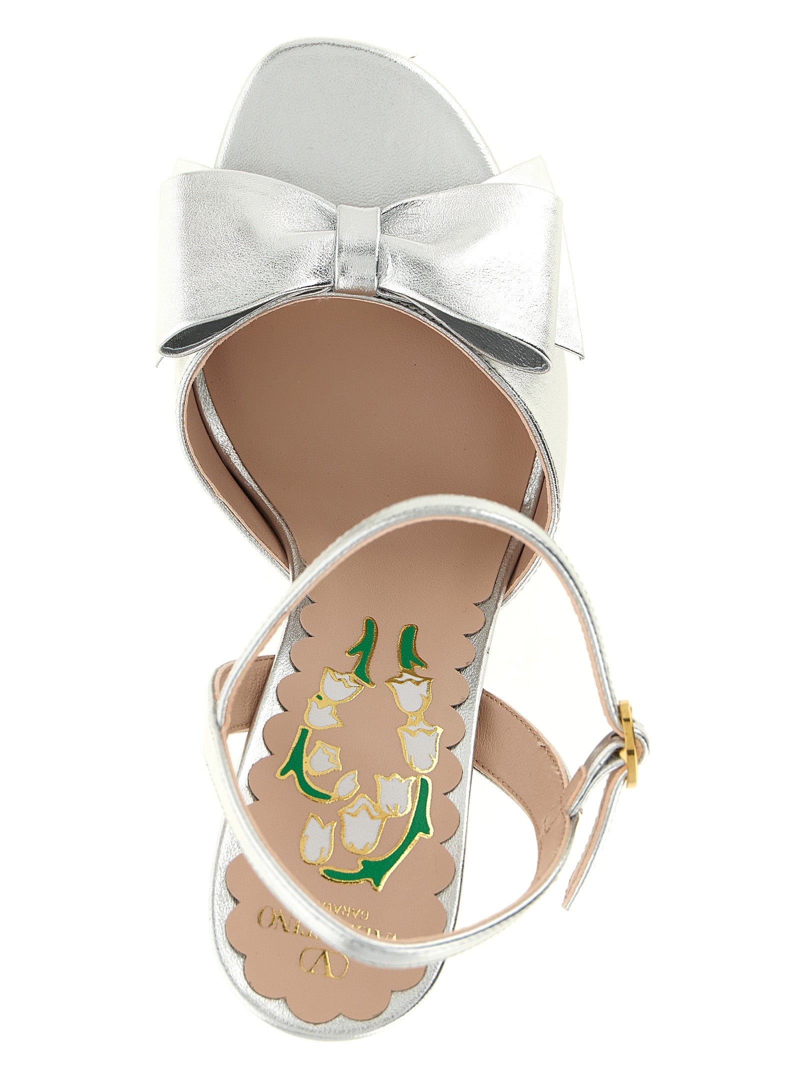 Valentino Garavani Silver Leather Stiletto Heel Sandals