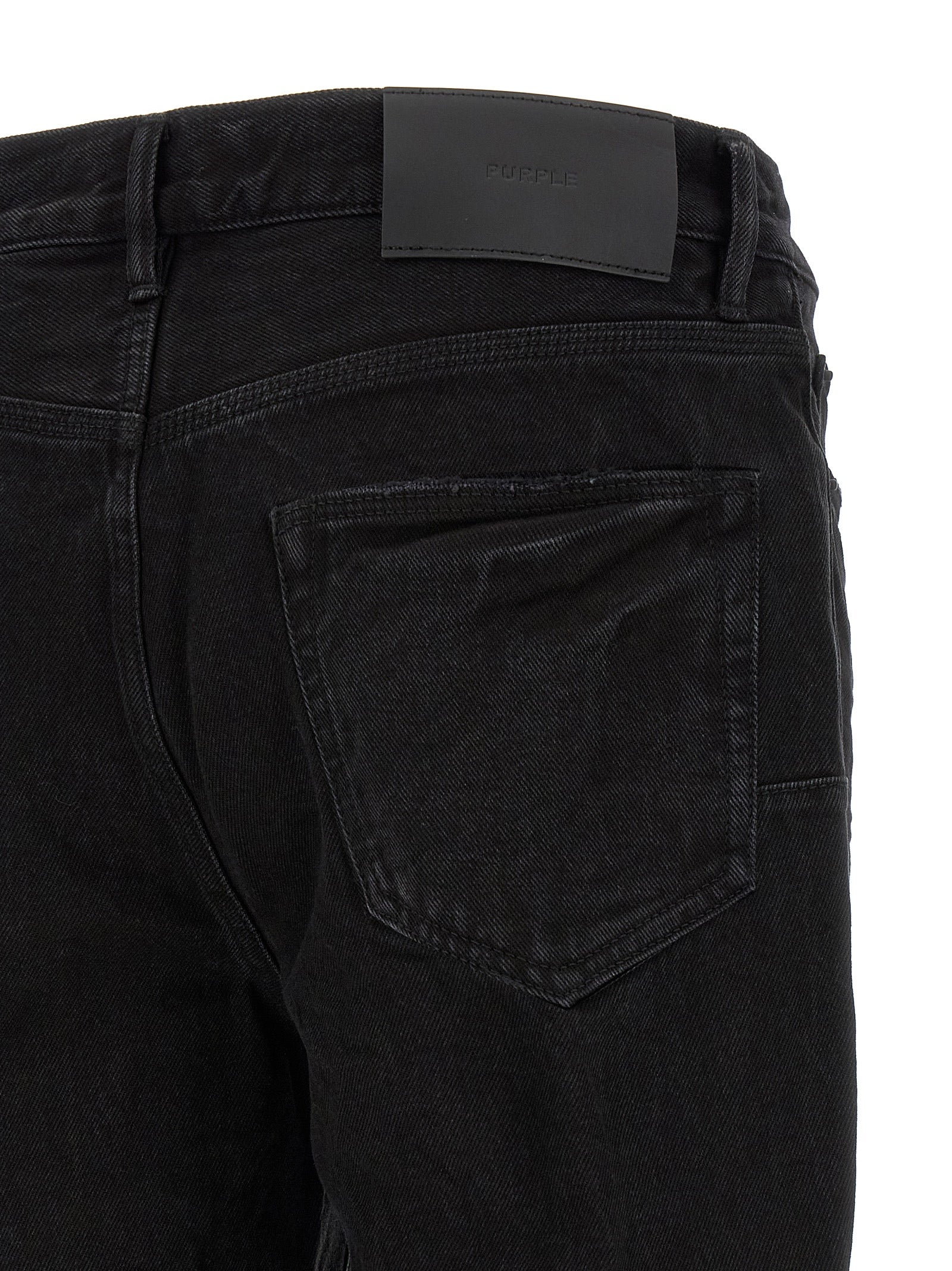 PURPLE Black Cotton Flared Jeans