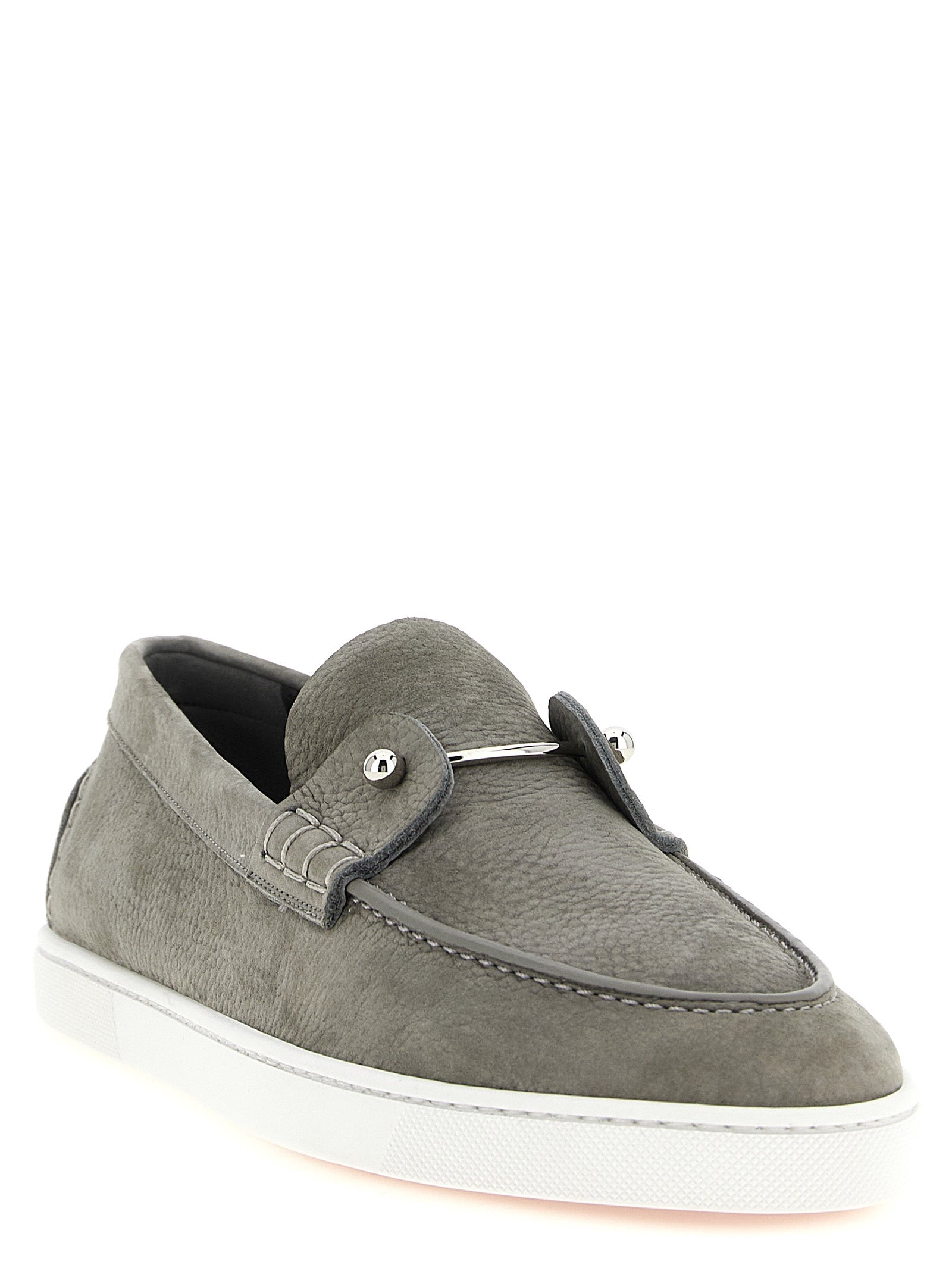 Christian Louboutin Gray Calfskin Slip-On Loafers