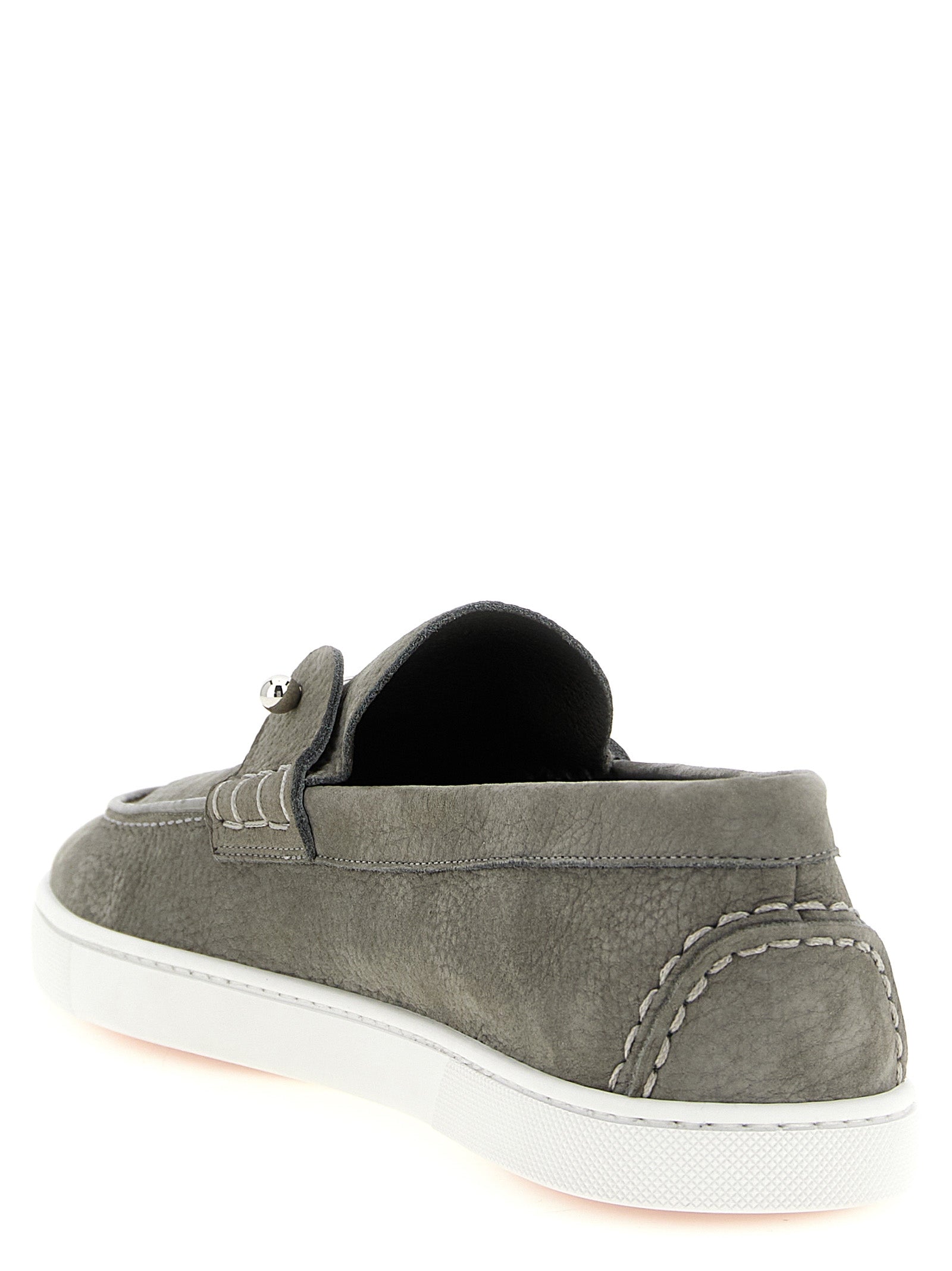Christian Louboutin Gray Calfskin Slip-On Loafers