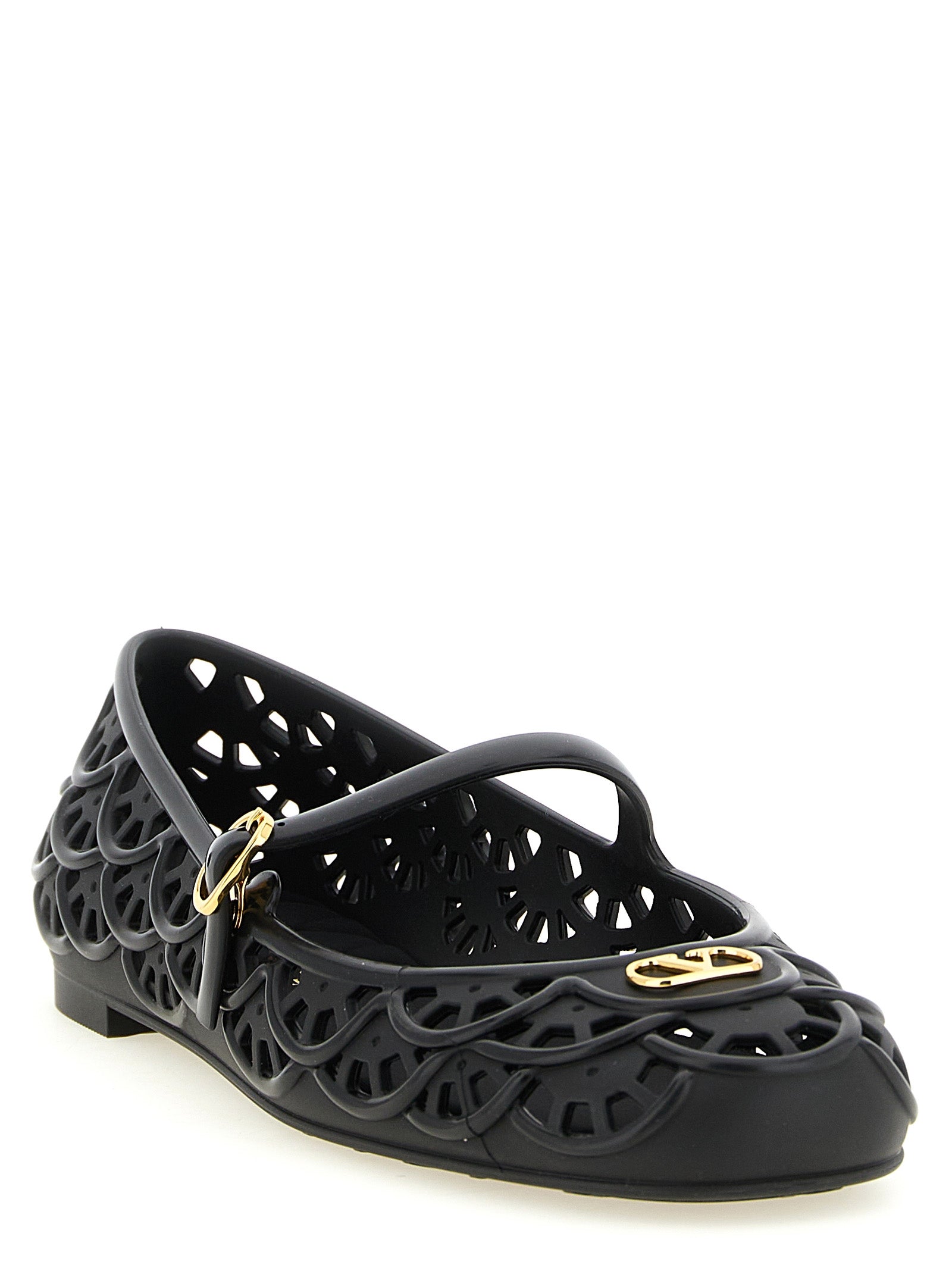 Valentino Garavani Black Polyvinyl Ballet Flats