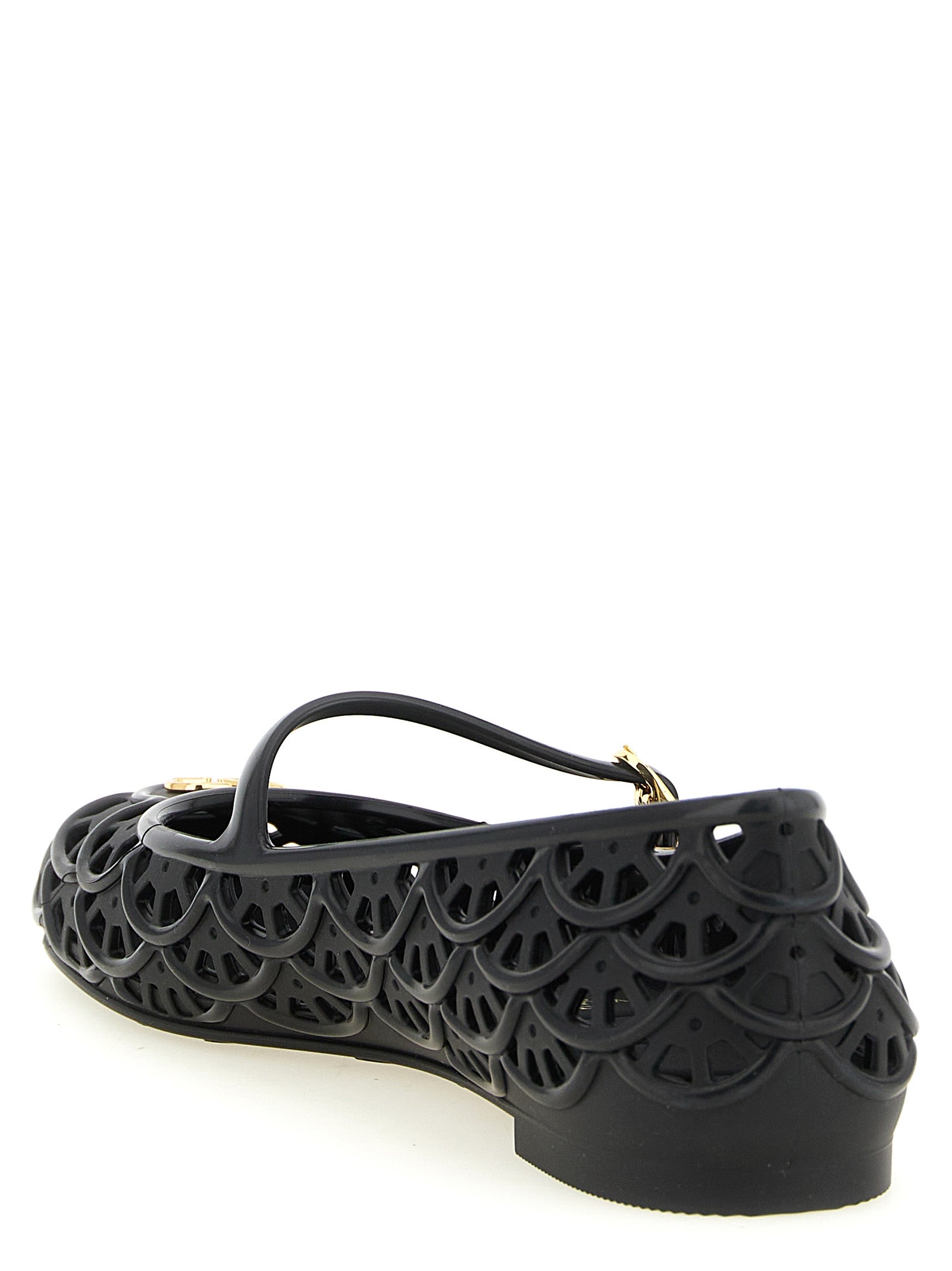 Valentino Garavani Black Polyvinyl Ballet Flats