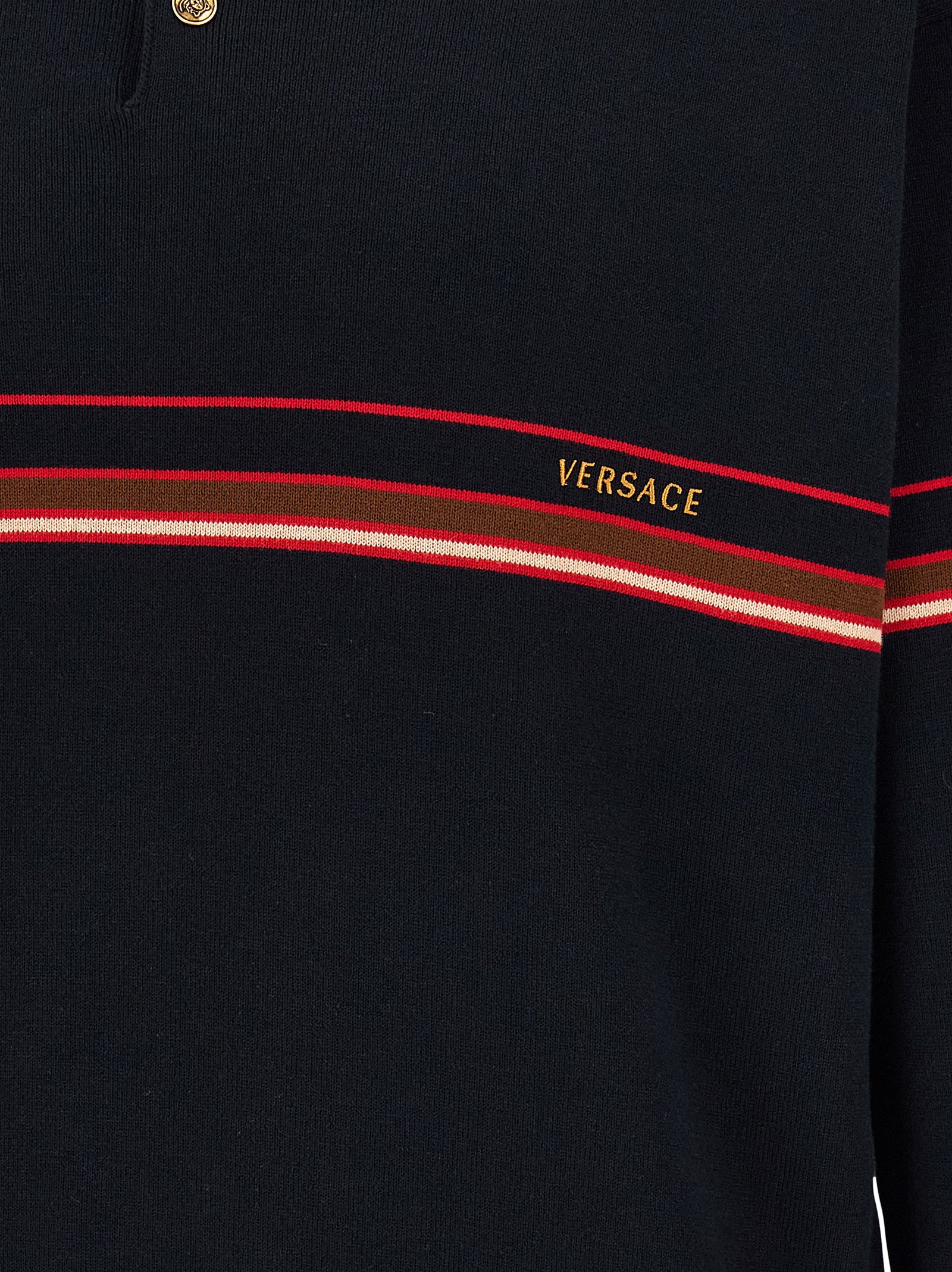 Versace Blue Cotton Polo Shirt