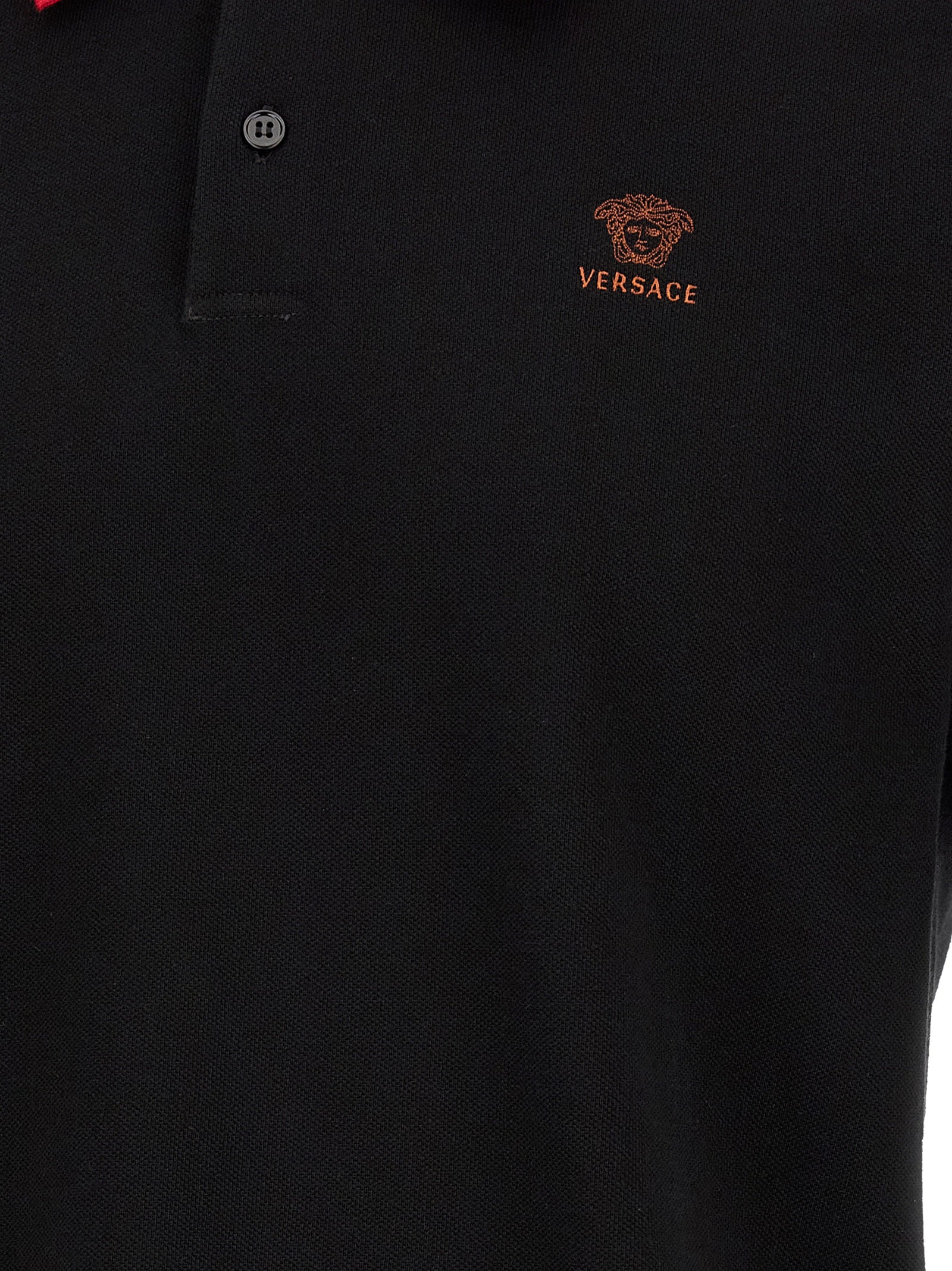 Versace Black Cotton Polo Shirt