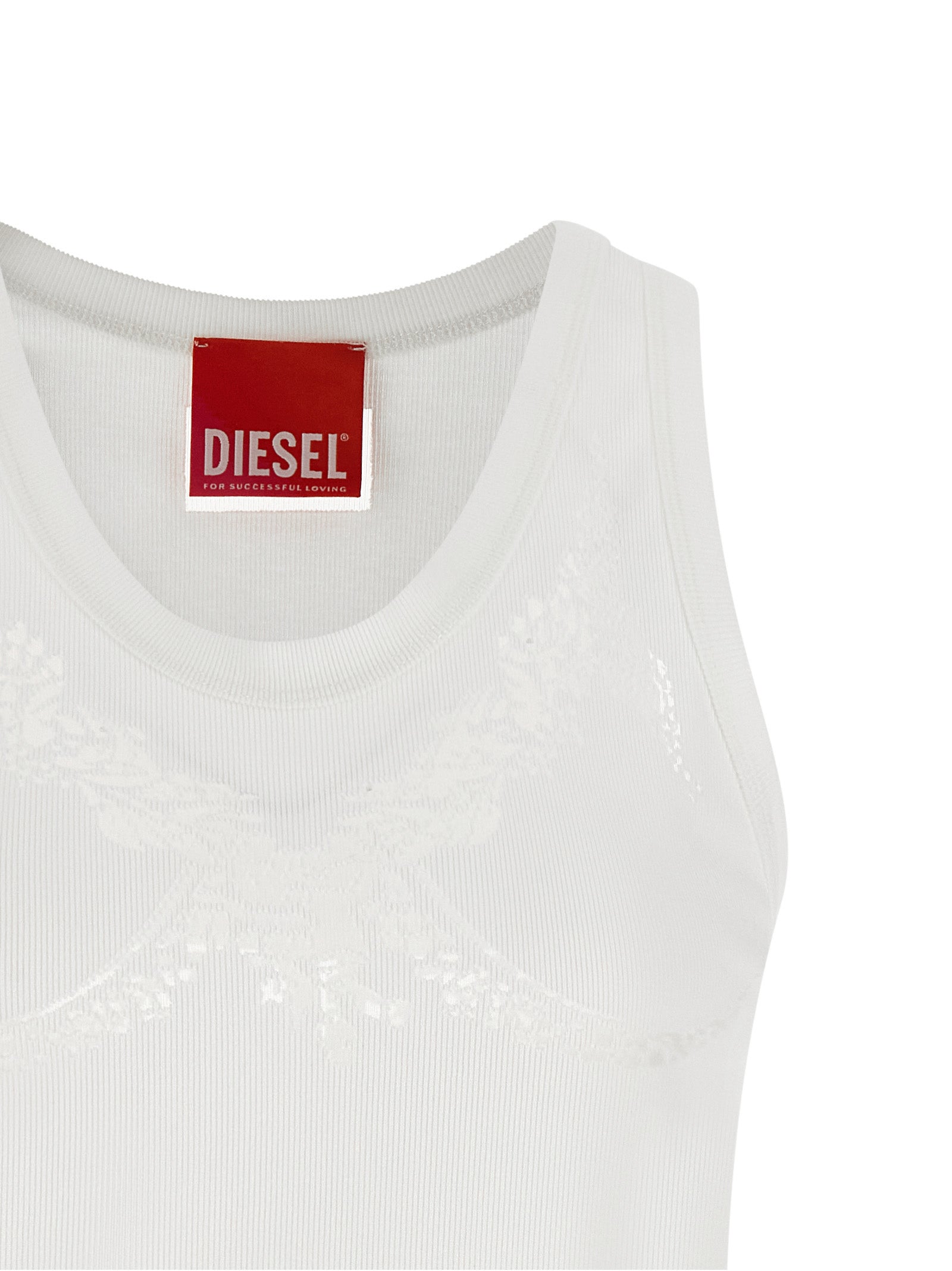 Diesel White Cotton Tank Tops