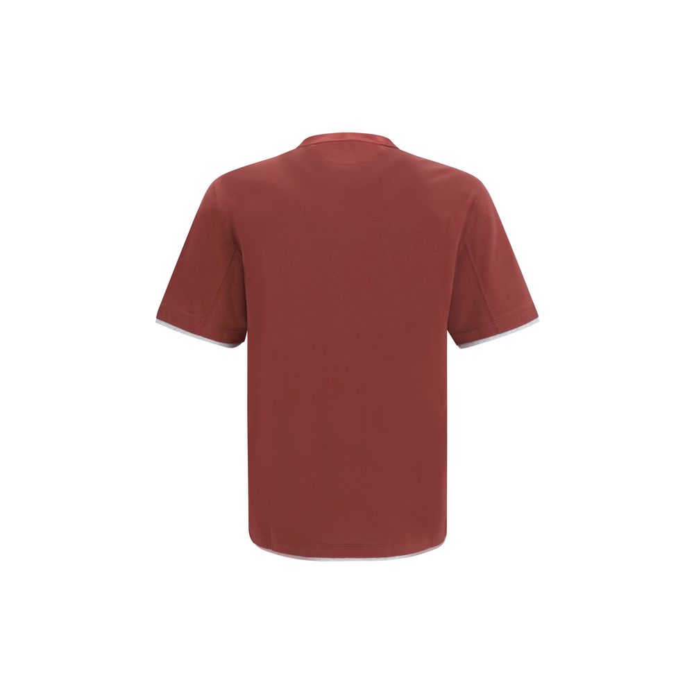 Brunello Cucinelli Bordeaux Cotton T-Shirt