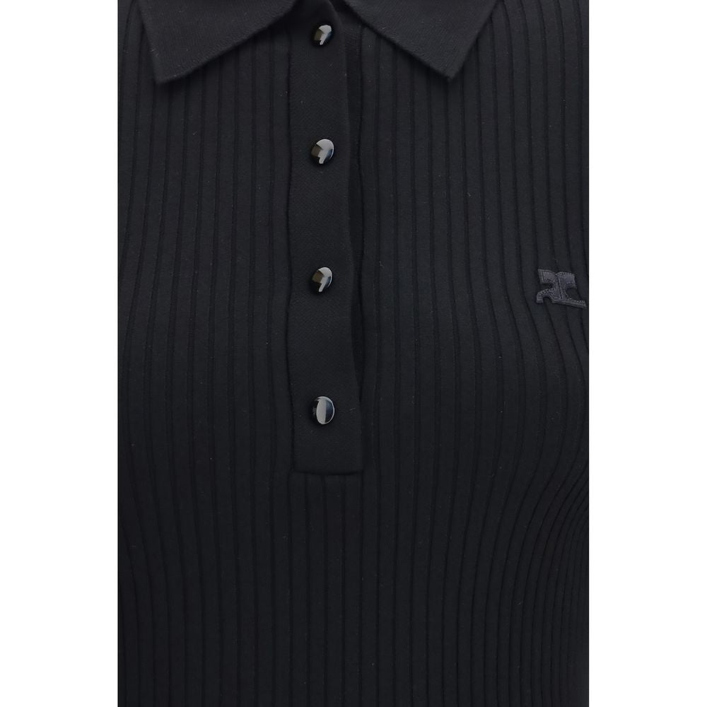 Courrèges Black Viscose Polo Shirt