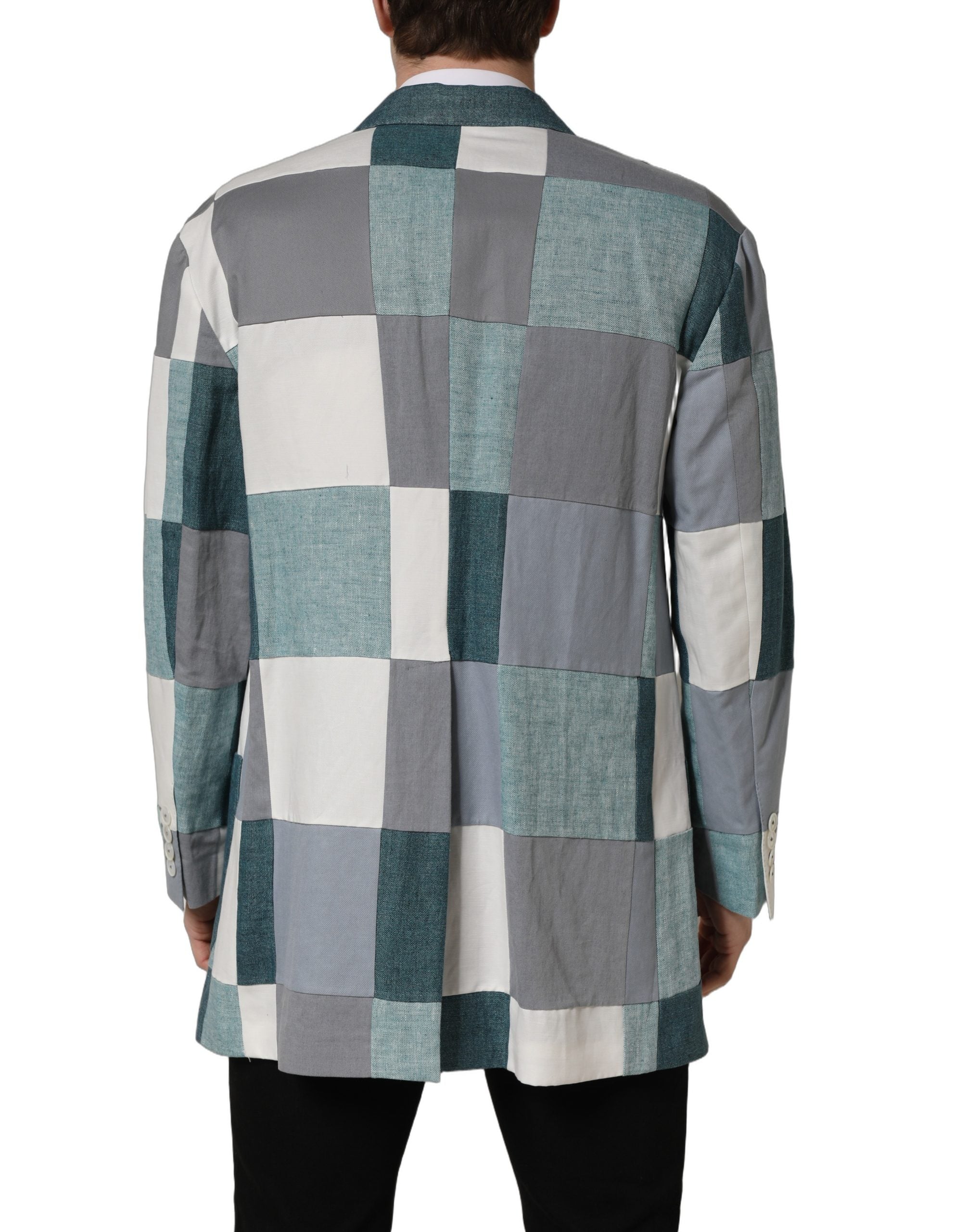 Dolce & Gabbana Multicolor Patchwork Linen Double Breasted Jacket
