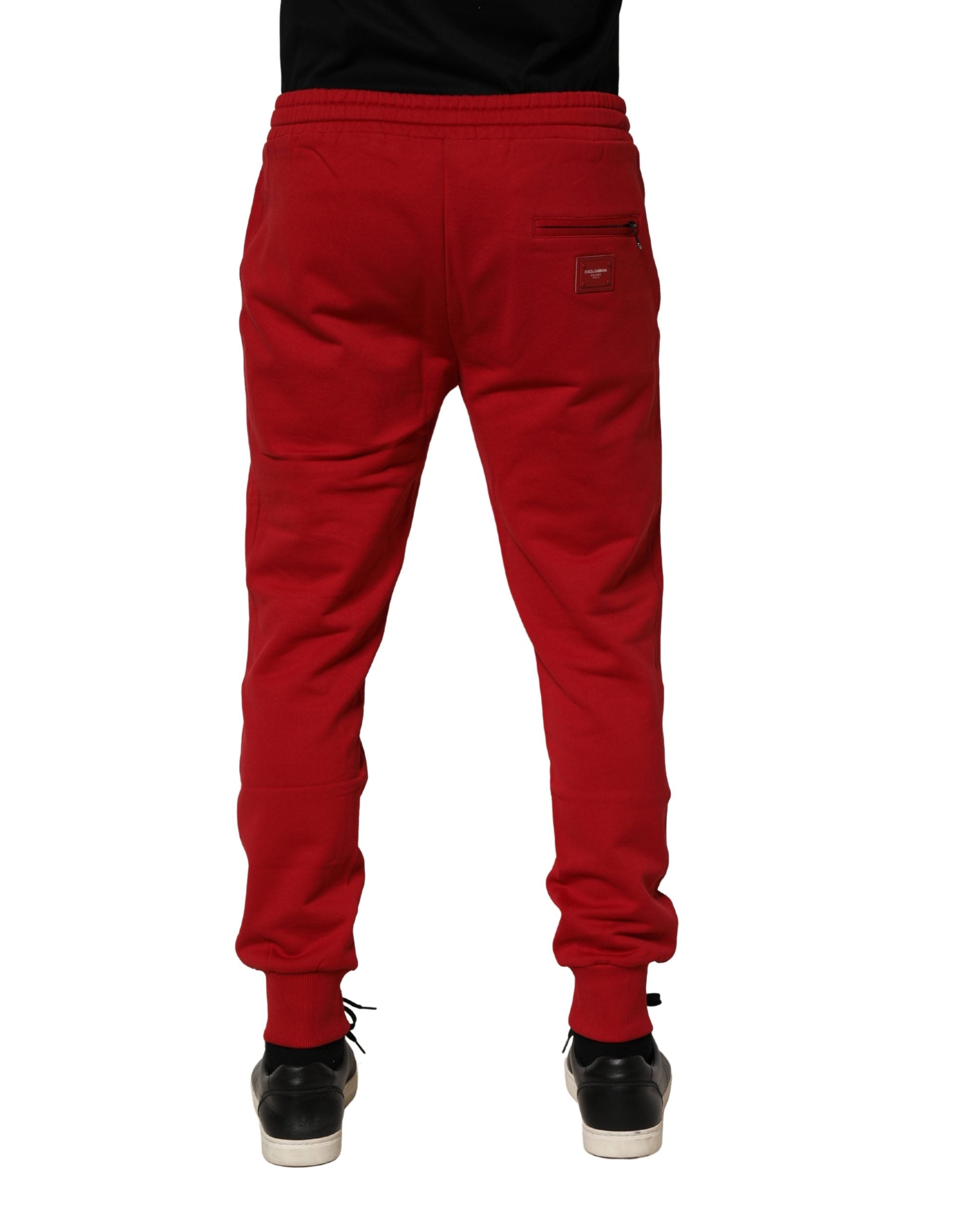 Dolce & Gabbana Red DG Logo Cotton Jogger Men Sweatpants Pants