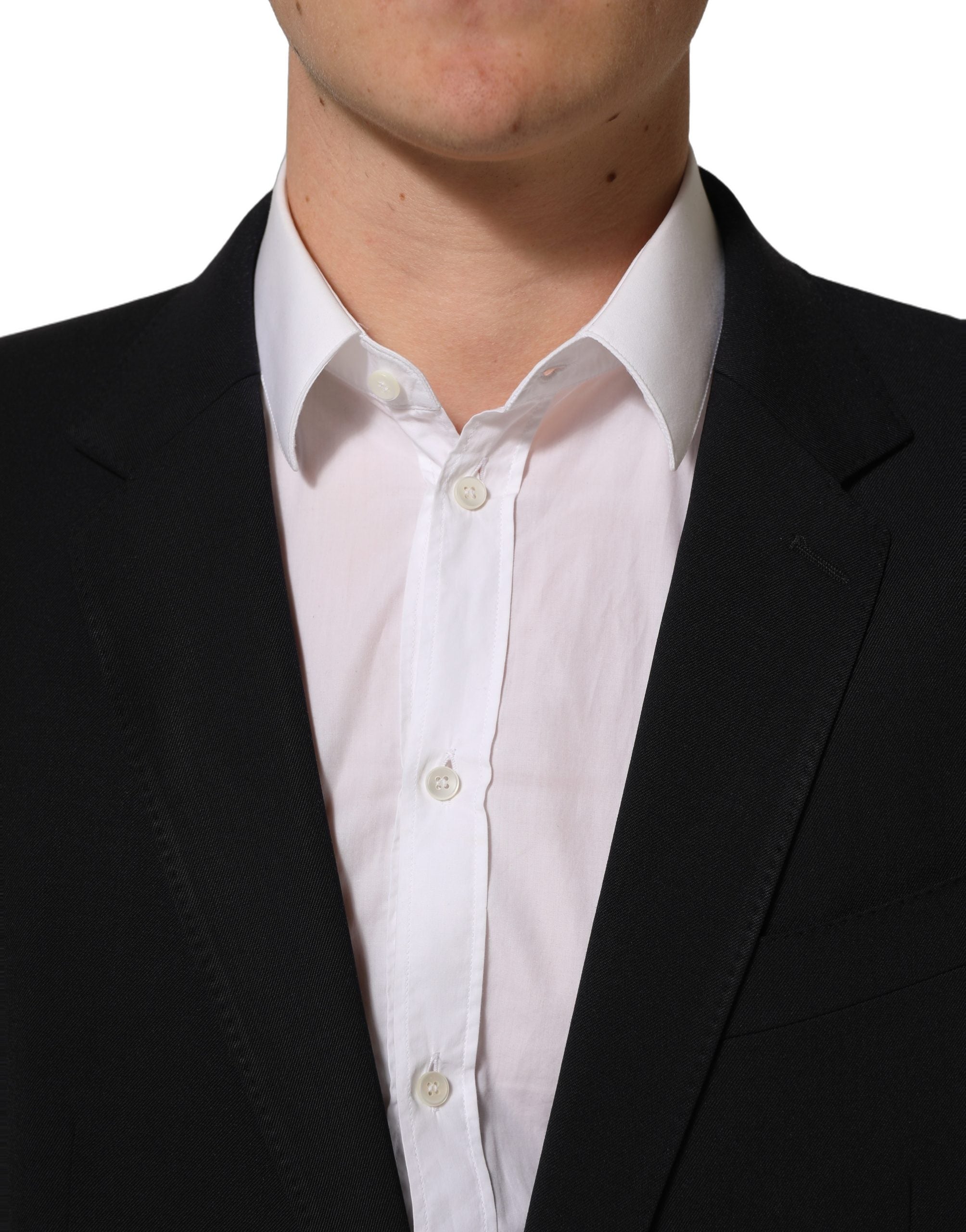 Dolce & Gabbana Black Wool Slim Fit Formal Men 2 Piece Suit
