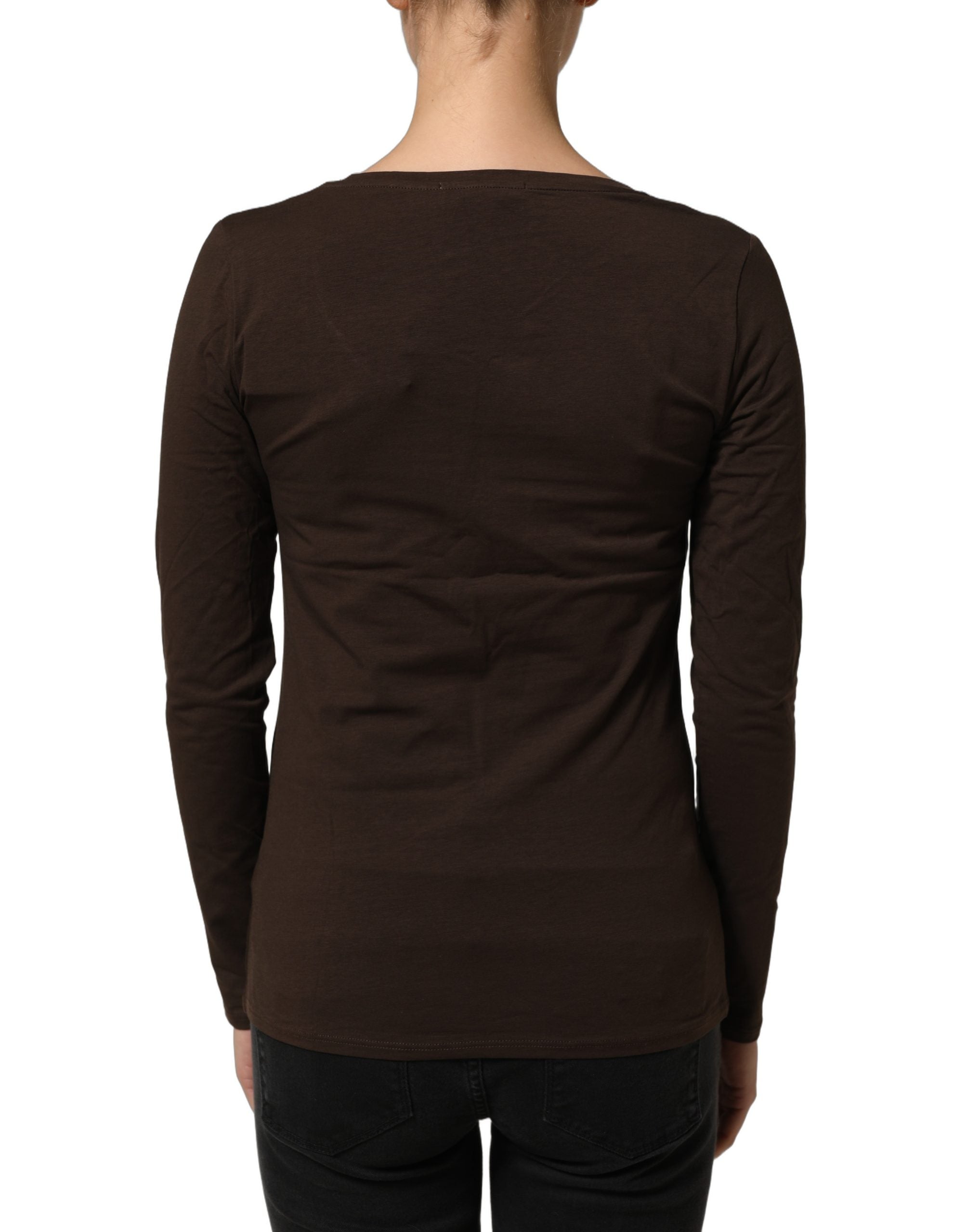 Alpha Massimo Rebecchi Brown Long Sleeves Round Neck Top