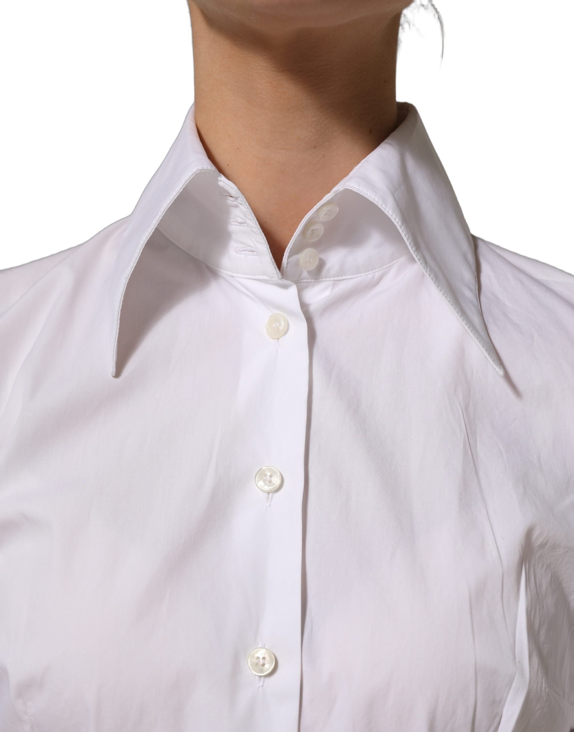 Dolce & Gabbana White Collared Long Sleeves Dress Shirt Top