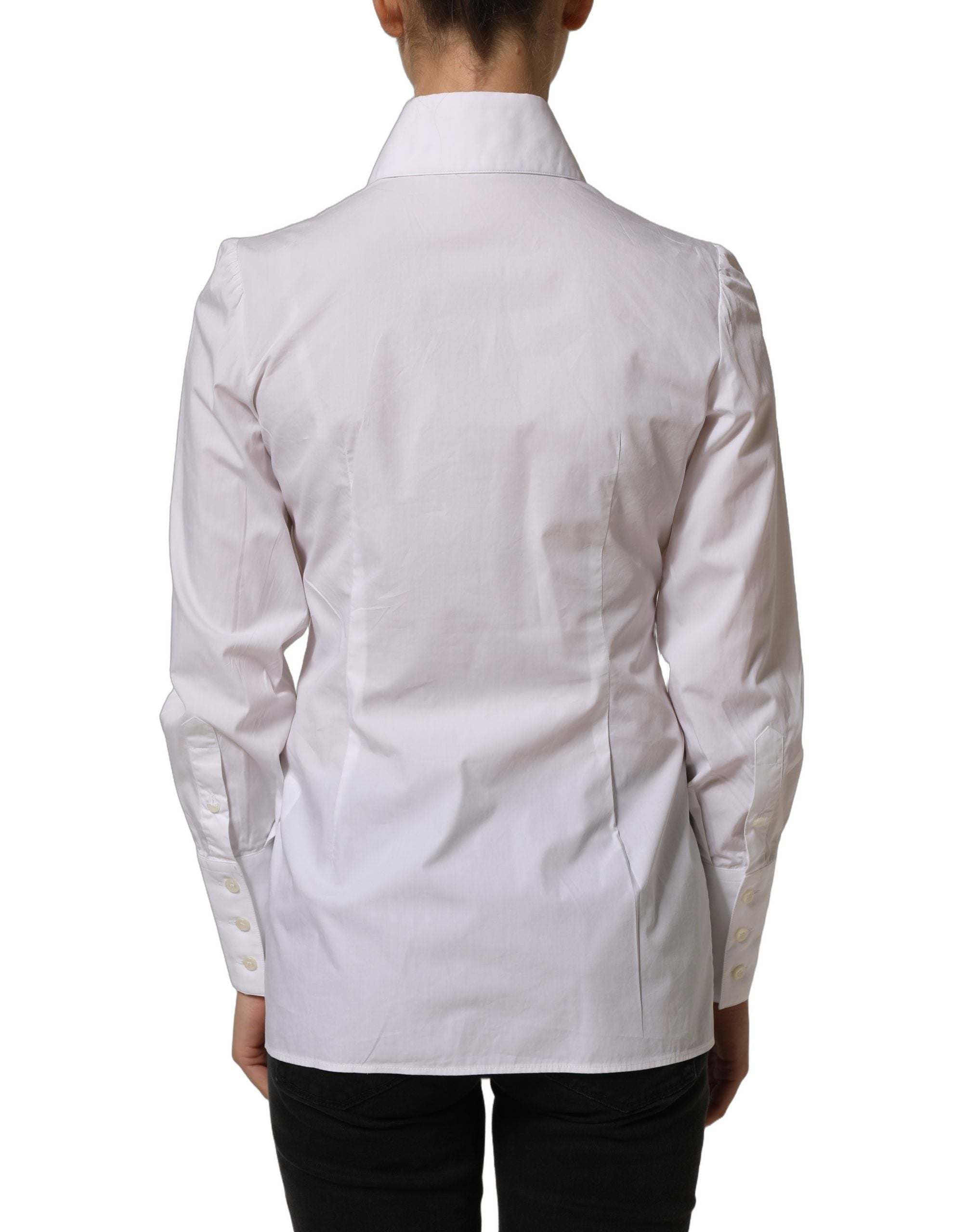 Dolce & Gabbana White Collared Long Sleeves Dress Shirt Top