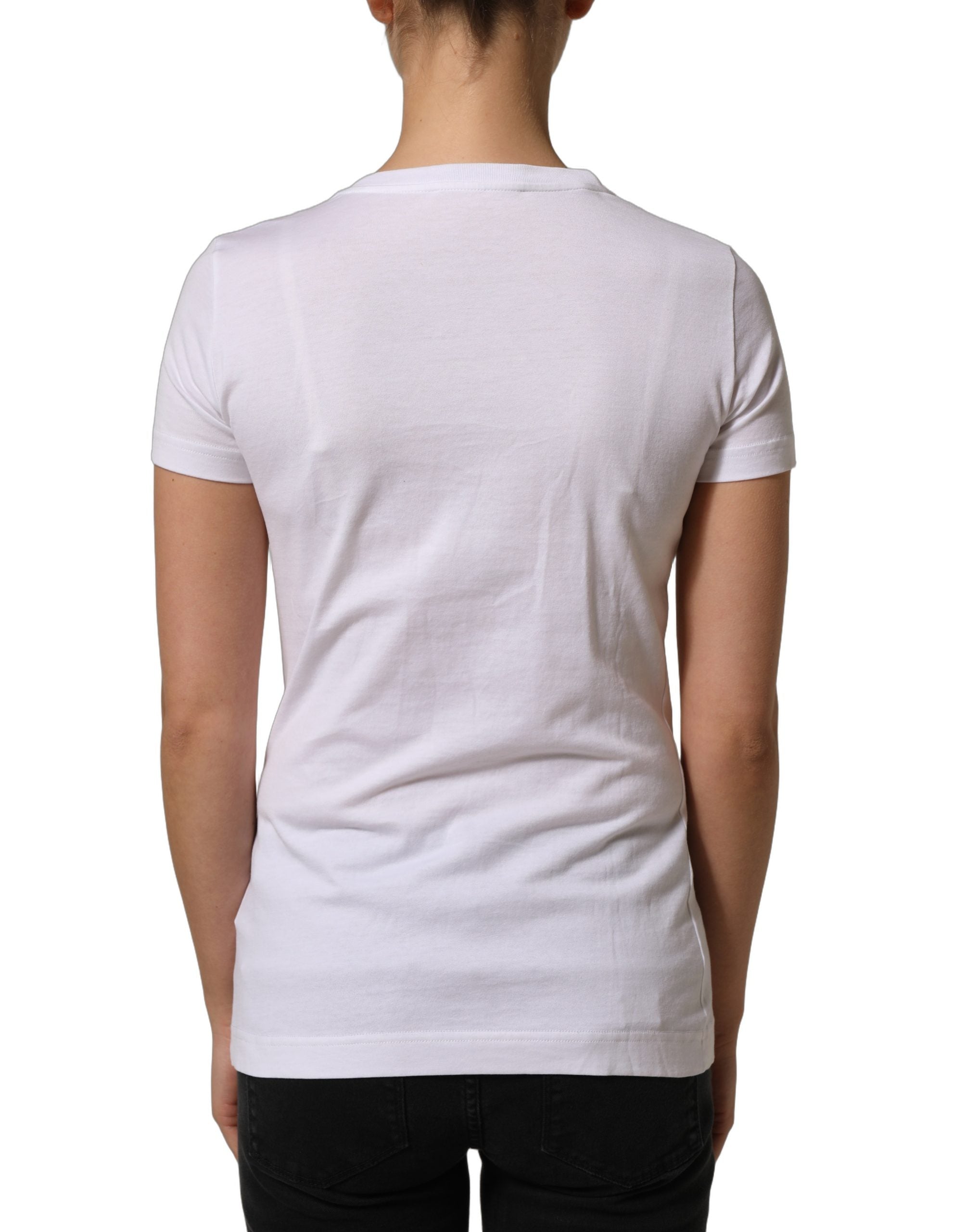 Dolce & Gabbana White DG Logo Embellished Round Neck T-shirt