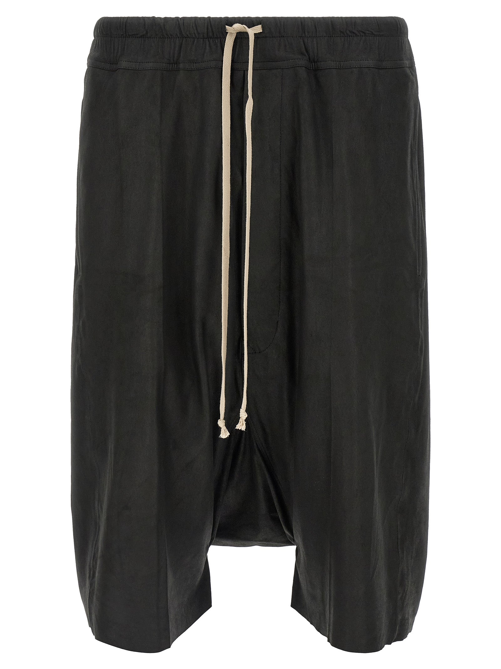 Rick Owens Black Lamb Leather Bermuda Shorts