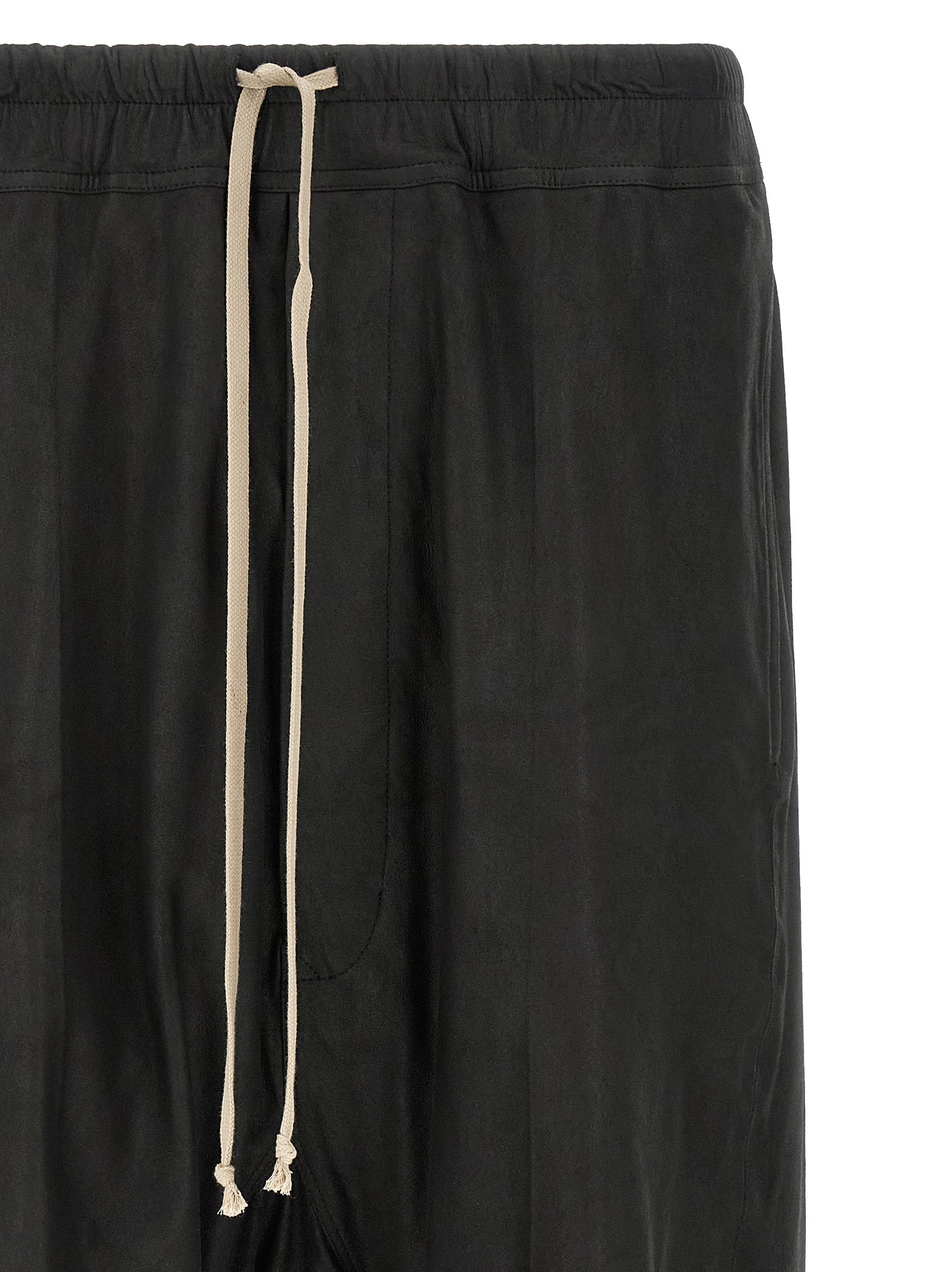 Rick Owens Black Lamb Leather Bermuda Shorts