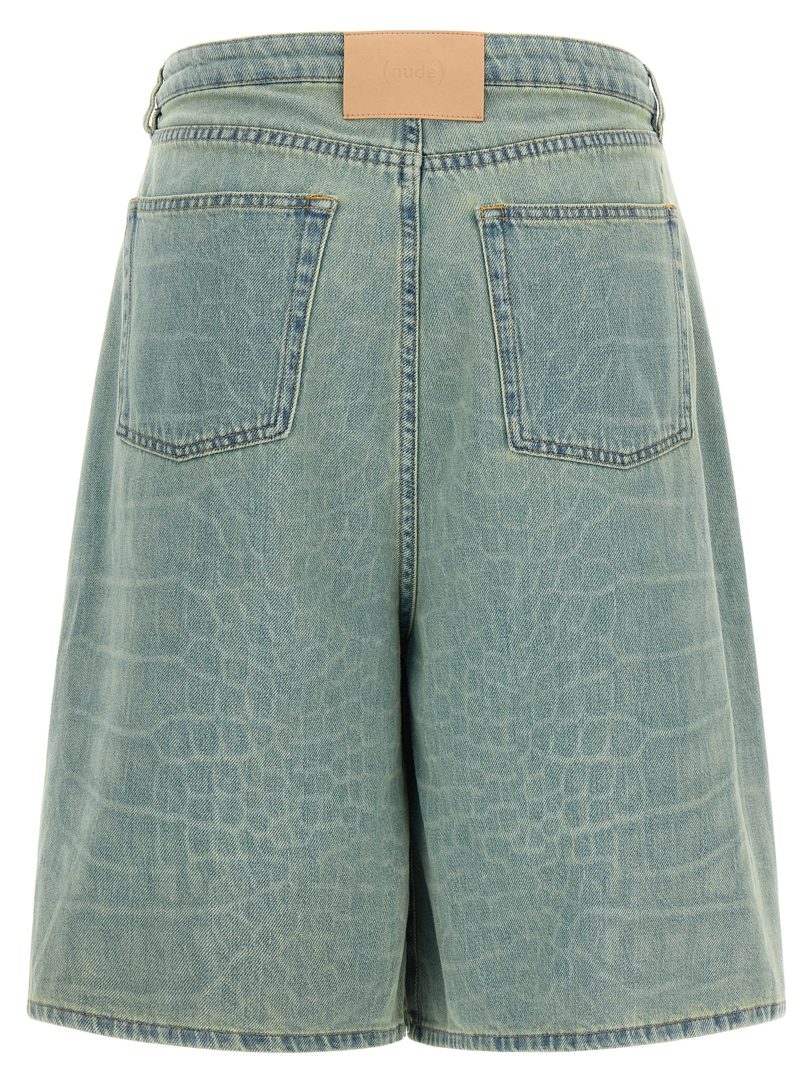 NUDE Blue Cotton Bermuda Shorts